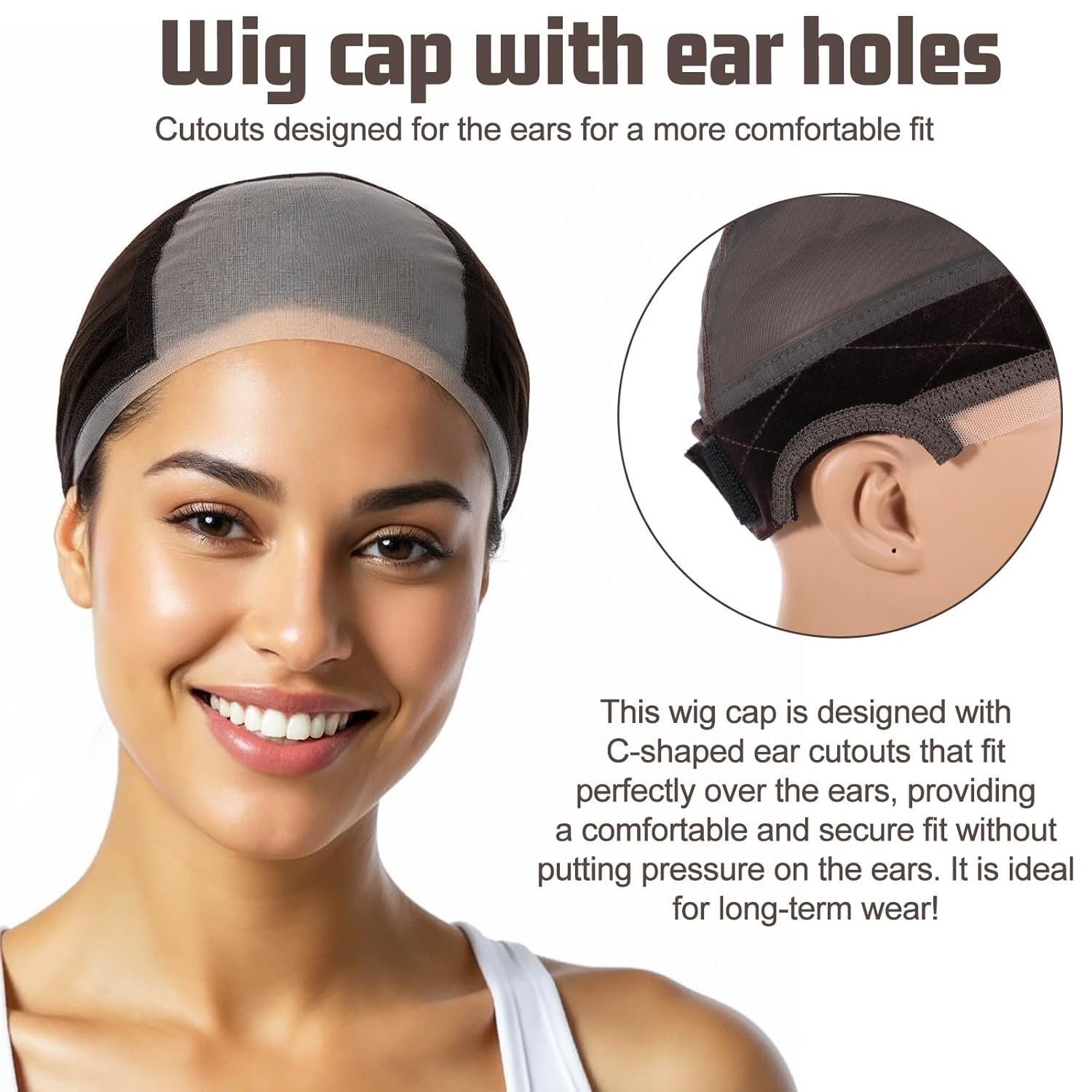 Non Slip, Glue less Wig Grip Cap with 4×5 Transparent Swiss Lace Front