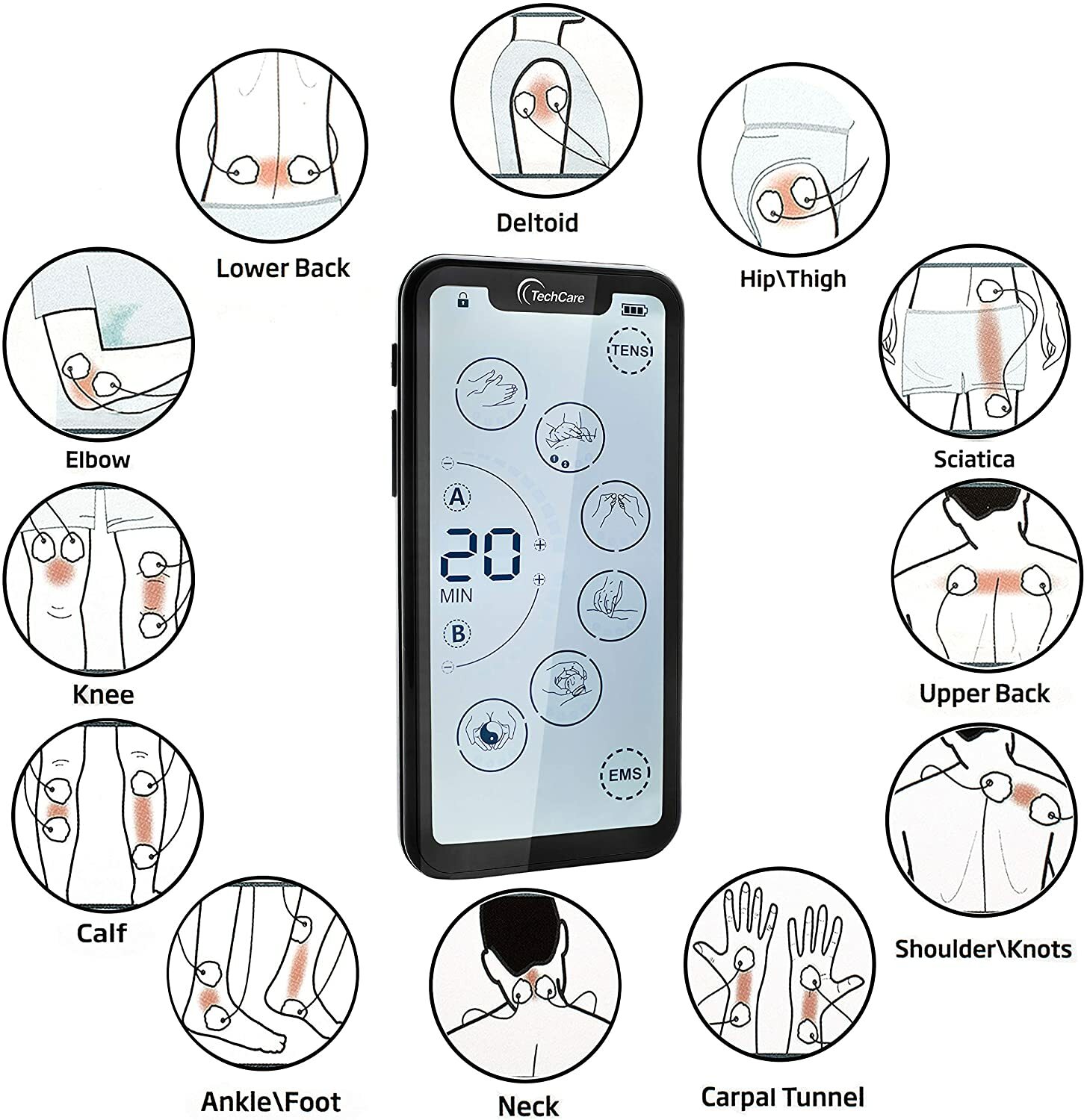 Best Rechargeable Touch Screen Professional Tens Ems Unit Muscle Stimulator