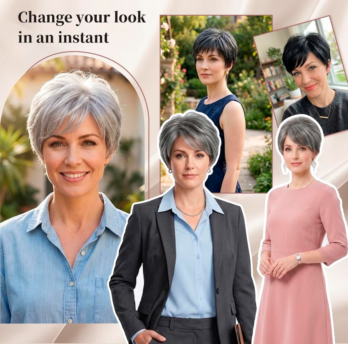 MyLike 5.5 Inch Pixie Cut Synthetic Hair Topper Silk Base Clip In FREE SHIPPING!
