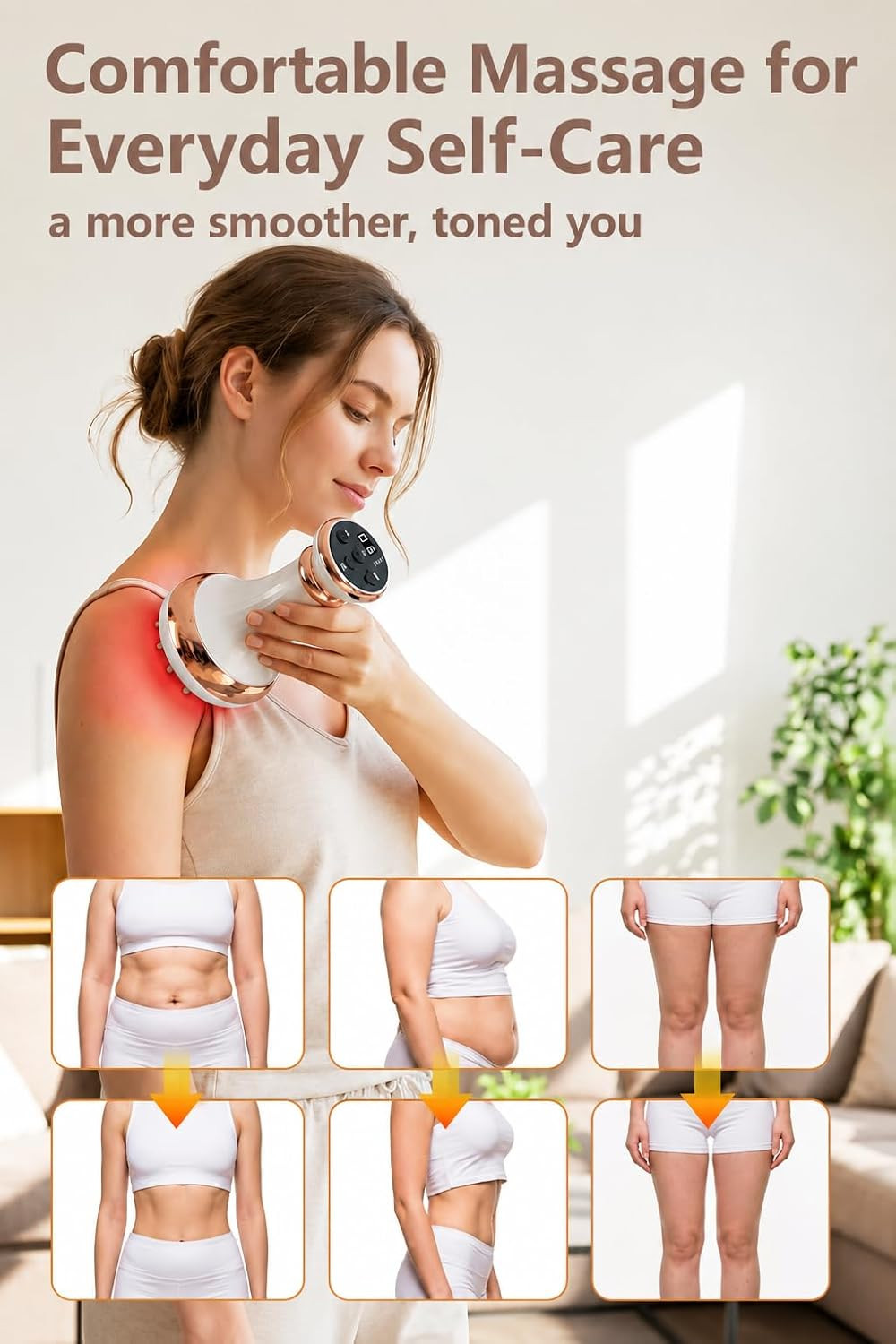 Lymphatic Drainage Massager & Anti-Cellulite Massage Tool, Cordless, White | 6 L