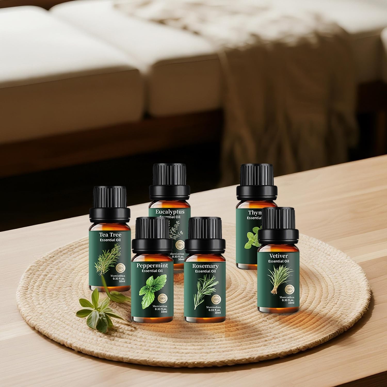 6x10ml Essential Oils Set – Pure Eucalyptus, Peppermint, Tea Tree & More – Aroma