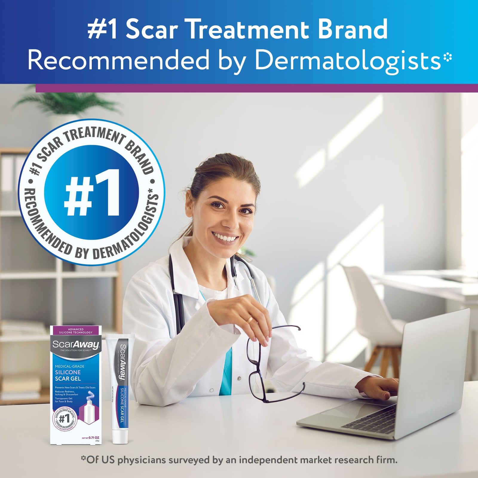 ScarAway Silicone Scar Gel, Helps Improve Size, Color & Texture of Hypertrophic