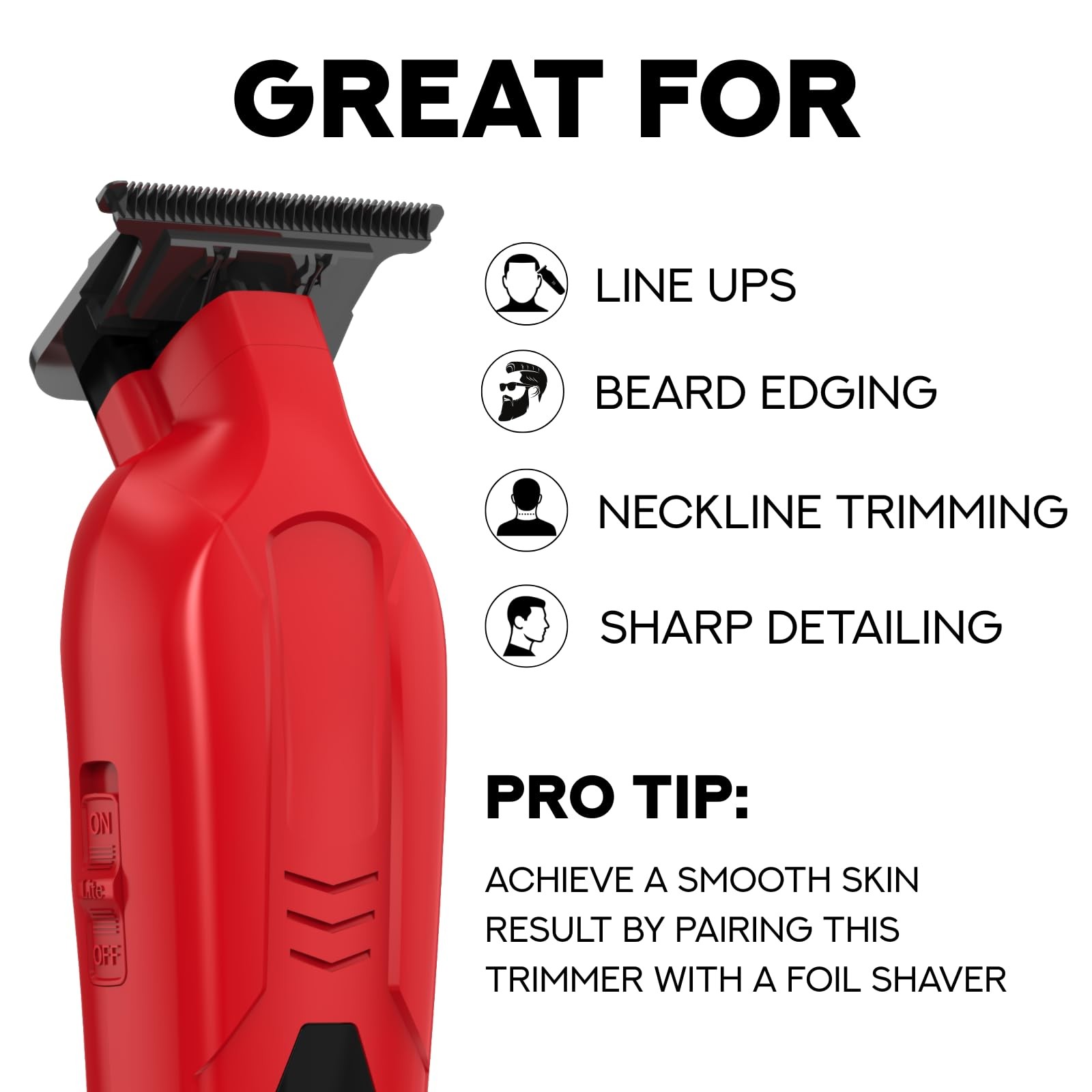 Cordless Barber Trimmer ST3700 7000 RPM Zero Gap DLC T Blade Red USB-C Supreme