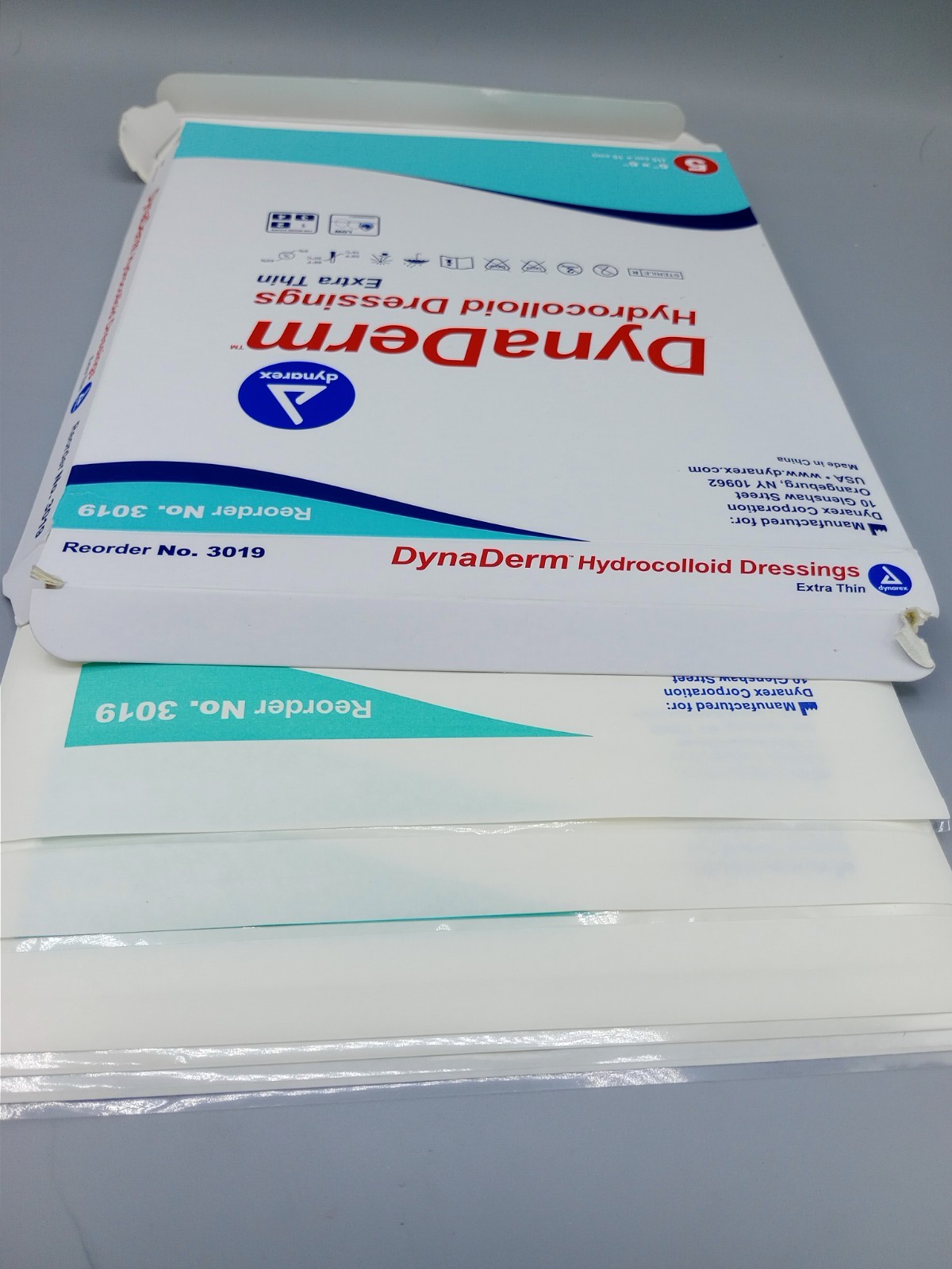 Dynarex Dynaderm Hydrocolloid Dressing Extra Thin 6 x 6 Inch, 5 per box, # 3019