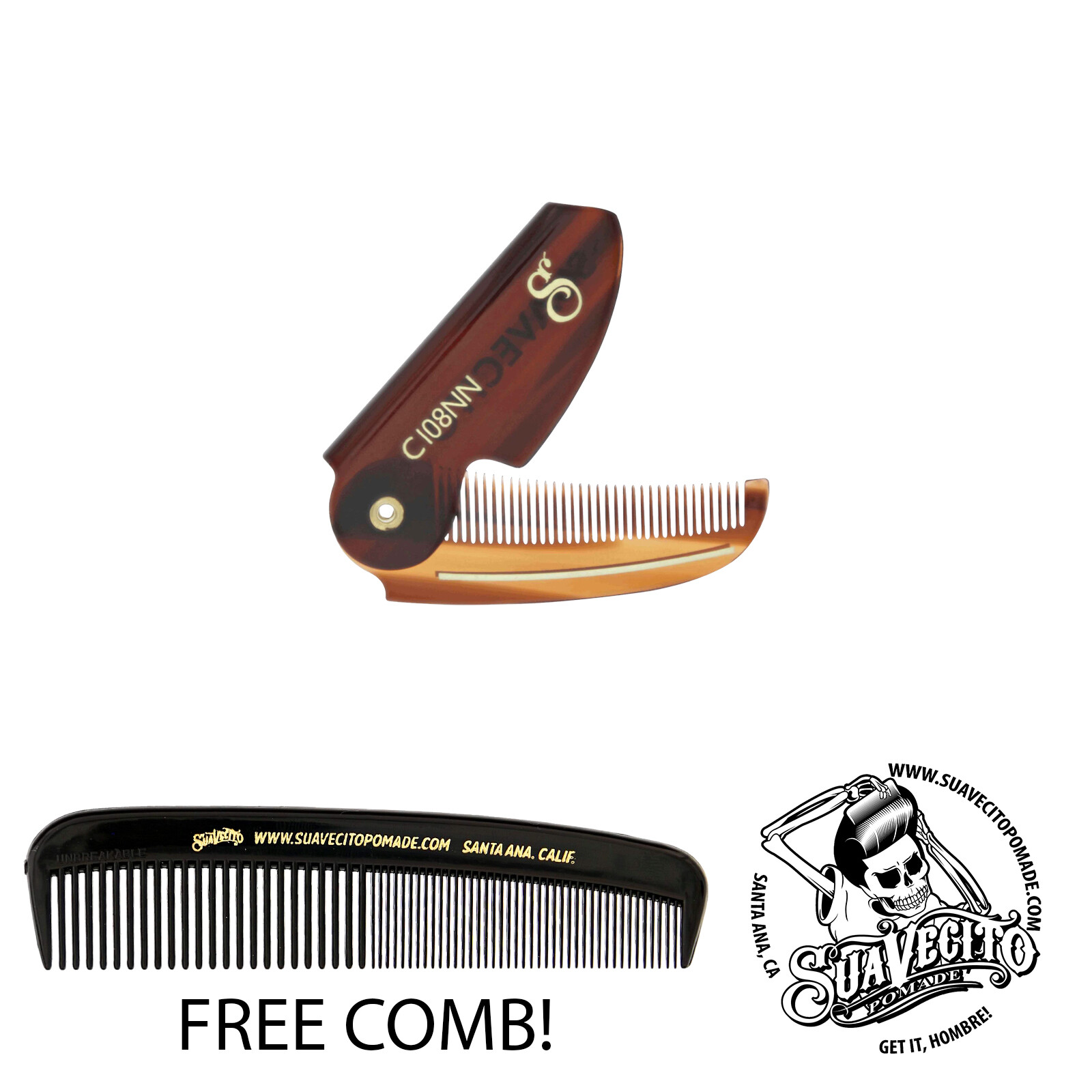 Suavecito Deluxe Folding Mustache Comb – Amber