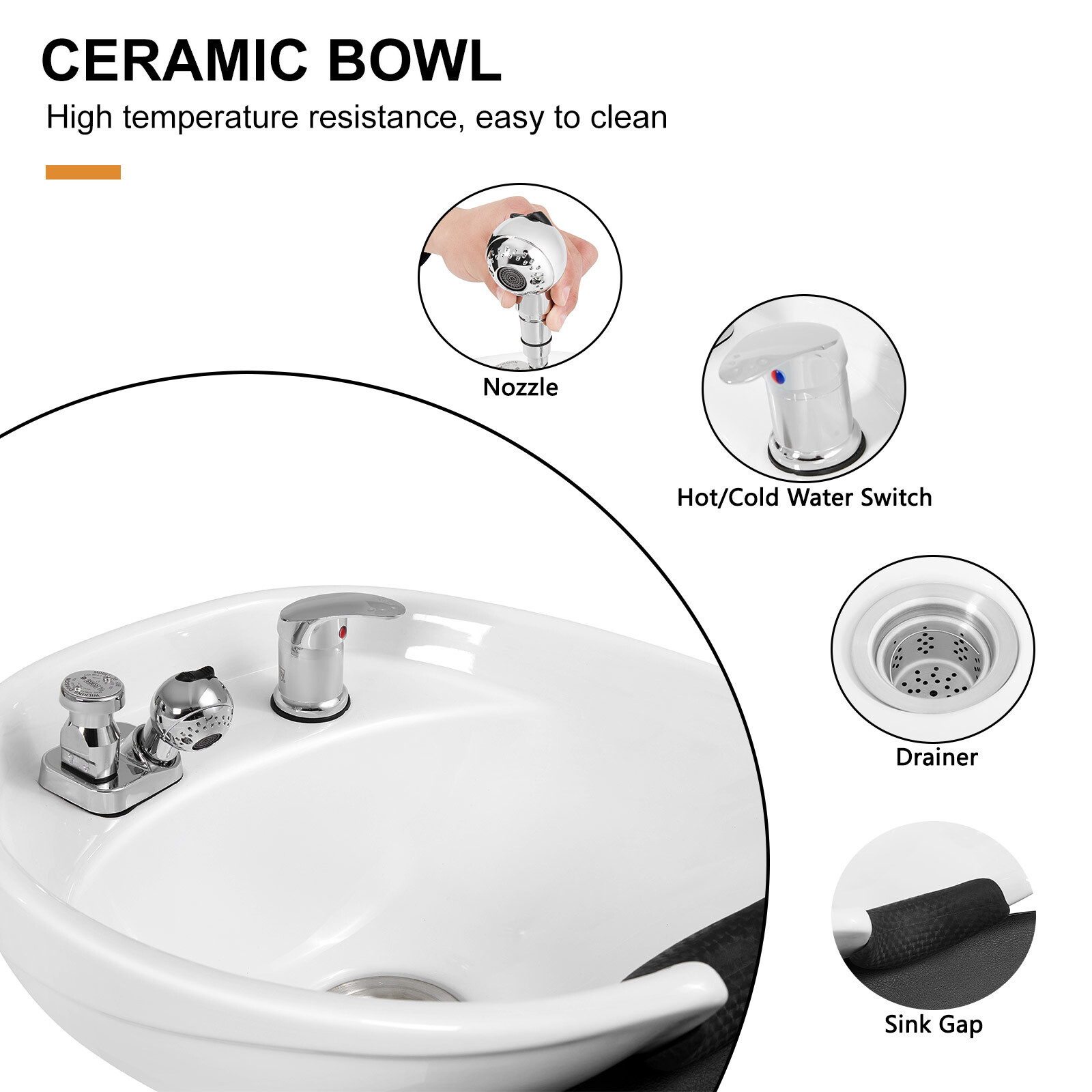 Artist Hand Backwash Units Shampoo Chair Ceramic Bowl Sink Barber Salon Station