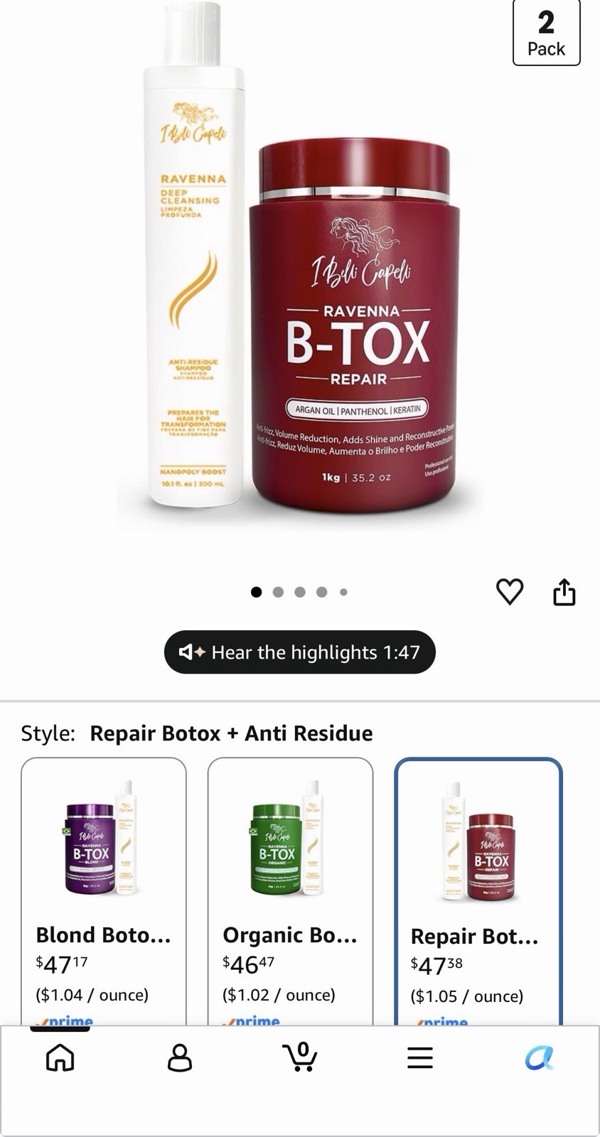 I Belli Capelli Ravenna Hair Treatment Kit- 1kg/35.2 oz B-tox Hair Mask