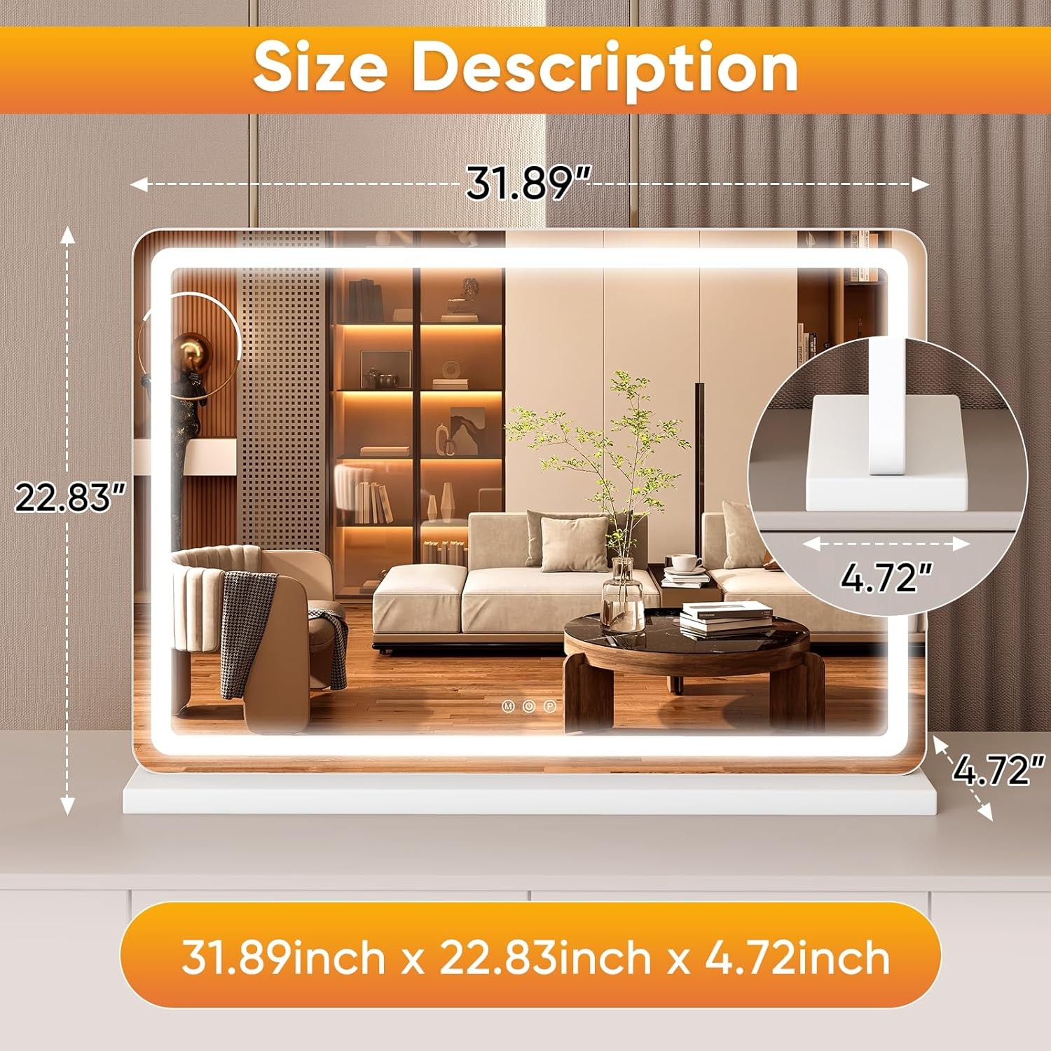 LED Vanity Mirror w/ USB Charging,Dimmable 3 Color Lights,w/ Smart Touch Control