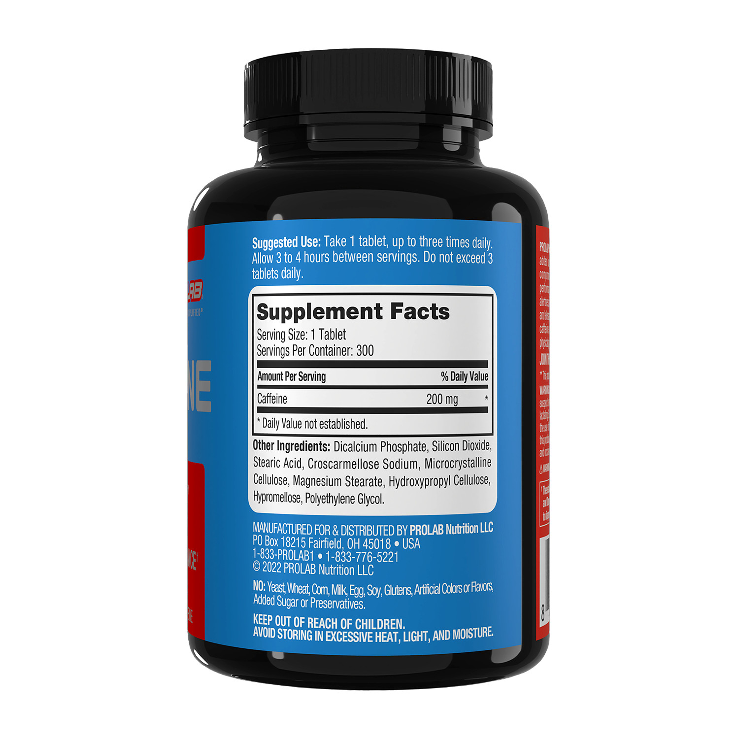 Prolab Caffeine Tablets 200mg – 300ct. | Energy Support, Helps Enhance Endurance