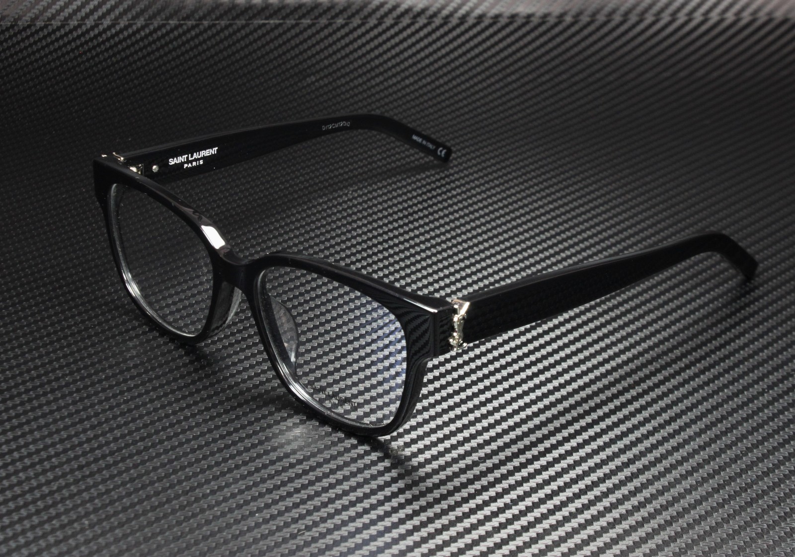 SAINT LAURENT YSL M33 F 001 Square Black Silver Demo Lens 54m Women’s Eyeglasses