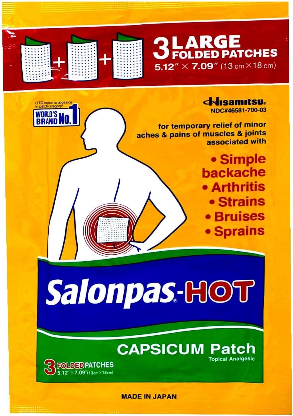 Natural Capsicum Pain Relief Patches – 8 Hour Muscle & Joint Relief (Pack of 6)