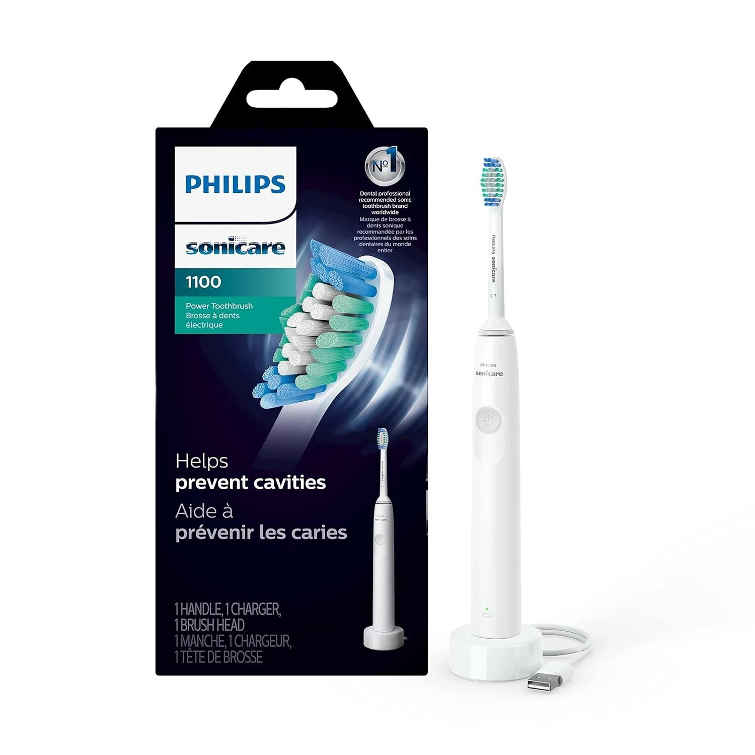 Philips Sonicare 1100 Electric Toothbrush Rechargeable, White HX3641/02