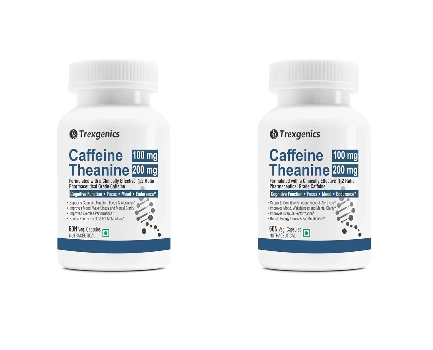Trexgenics L-THEANINE CAFFEINE mg Cognitive Function – 60 Caps Each