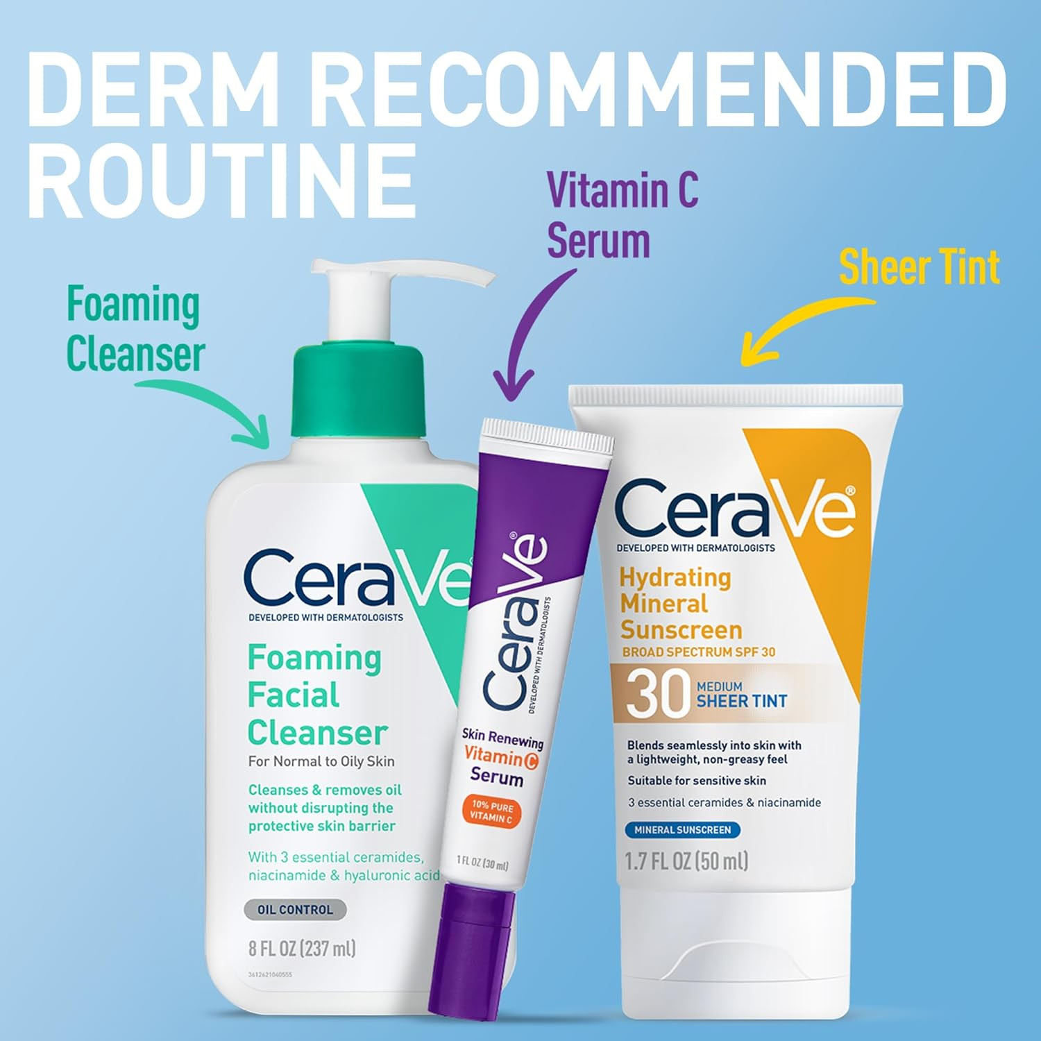 Cerave Hydrating Mineral Sunscreen SPF 30 with Sheer Tint, Tinted Mineral Sunscr