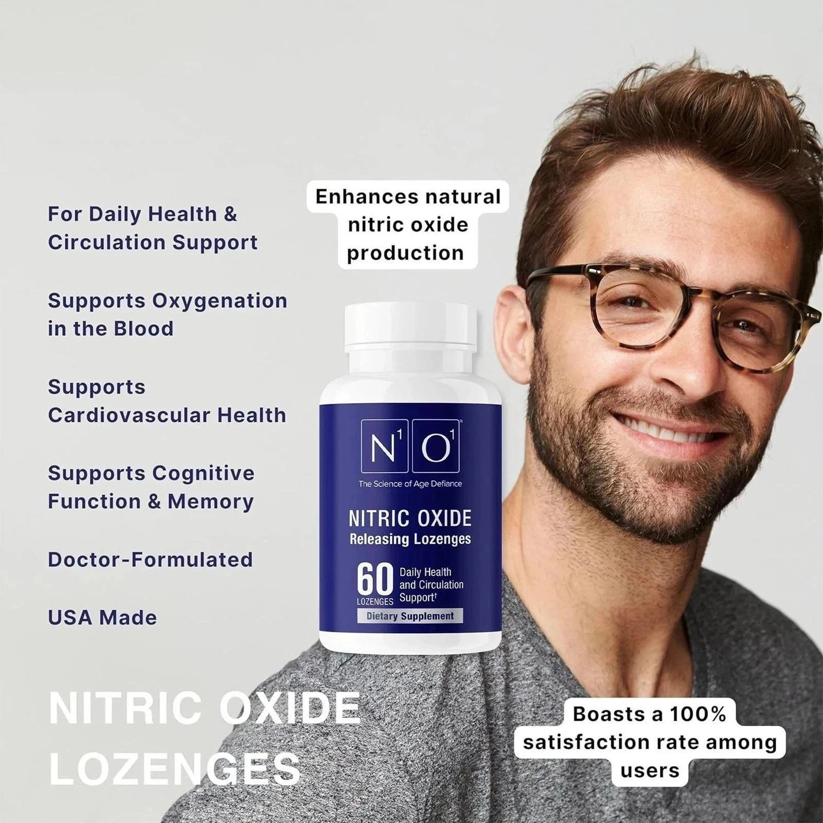 2PCS N1O1 Nitric Oxide Lozenges 60Count Supplement For Heart Health, Circulation