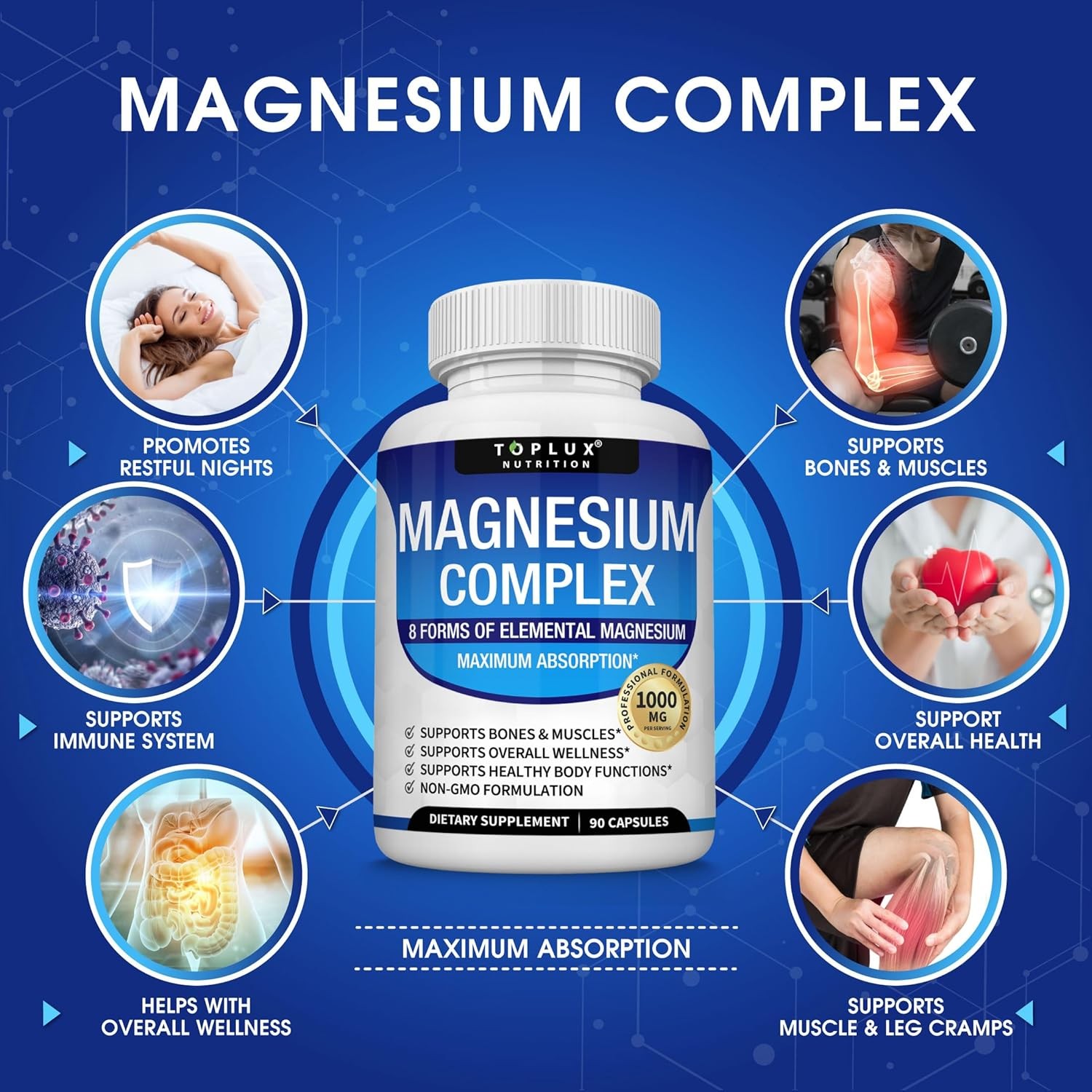 Vitamin Complex 8 Elemental 1000mg-Magnesium Glycinate, Citrate, Malate