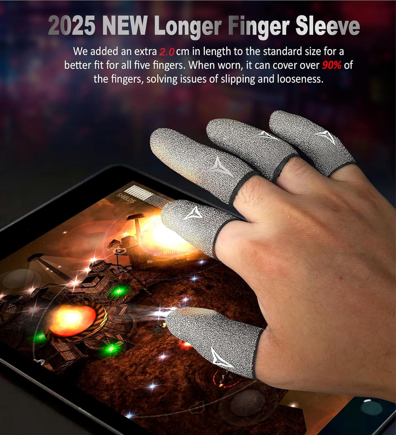 Longer Size for 5 Fingers, No More Slipping,Professional Pure Silver Fiber Finge