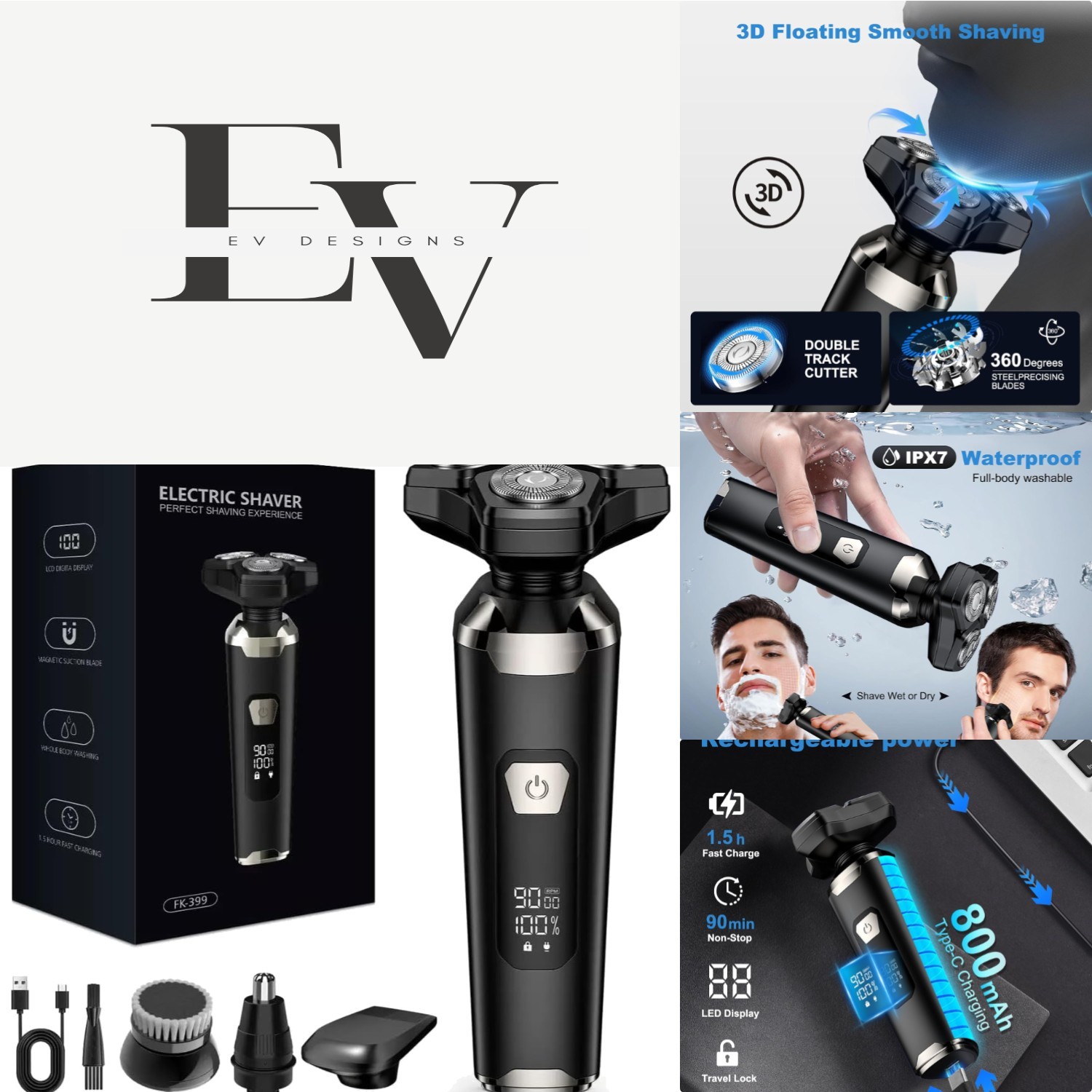 Rechargeable 4-in-1 Electric Shaver with Stainless Steel Blades – Travel Ready