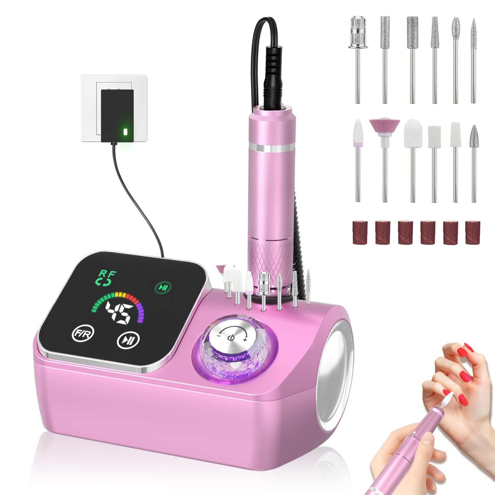 Professional Electric Nail Drill E-File Machine – 45,000 RPM Corded Nail Dril…