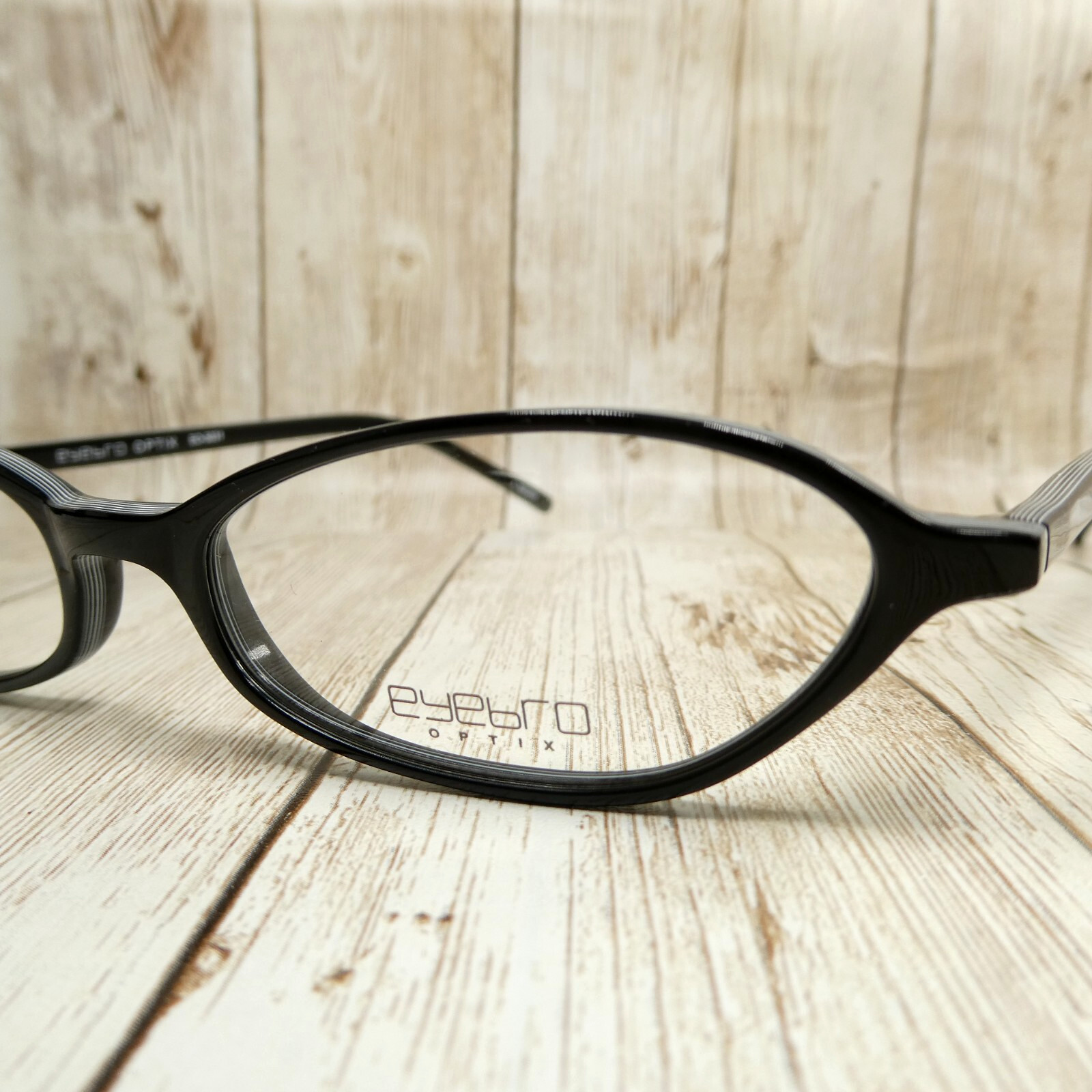 EyeBro Optix All Black Stripe Layer Oval Eyeglasses FRAMES EO-5031 49-16-140 NEW