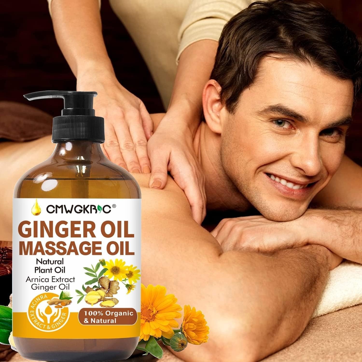 Ginger Oil,Ginger Massage Oil for Lymphatic Drainage,Natural Body Oil for Skin,A