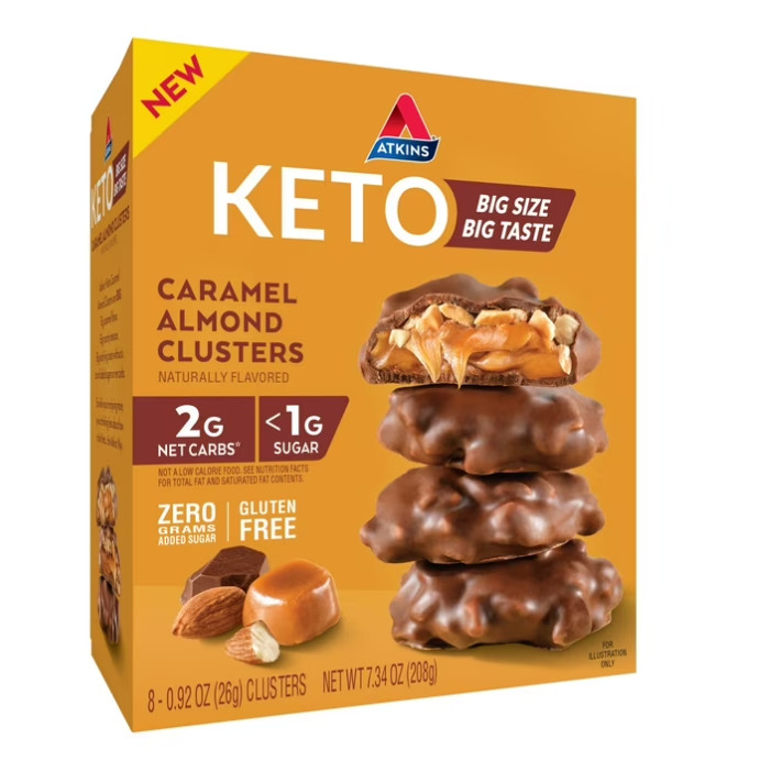 Atkins Keto Caramel Almond , Keto Desserts, Low Sugar and Low Carb Snack 8 Ct