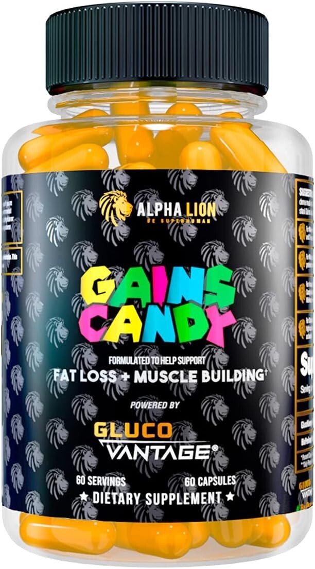 Alpha Lion Gains Candy Glucovantage Fat Loss & Muscle Building 60 Capsules New