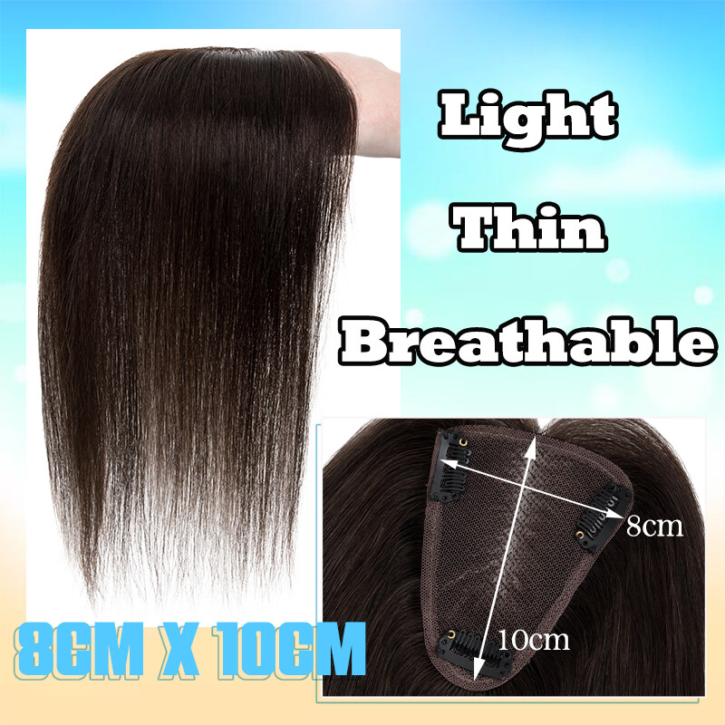 Free Part Full Lace Topper Hairpiece Clip in 100% Remy Human Hair Piece Toupee