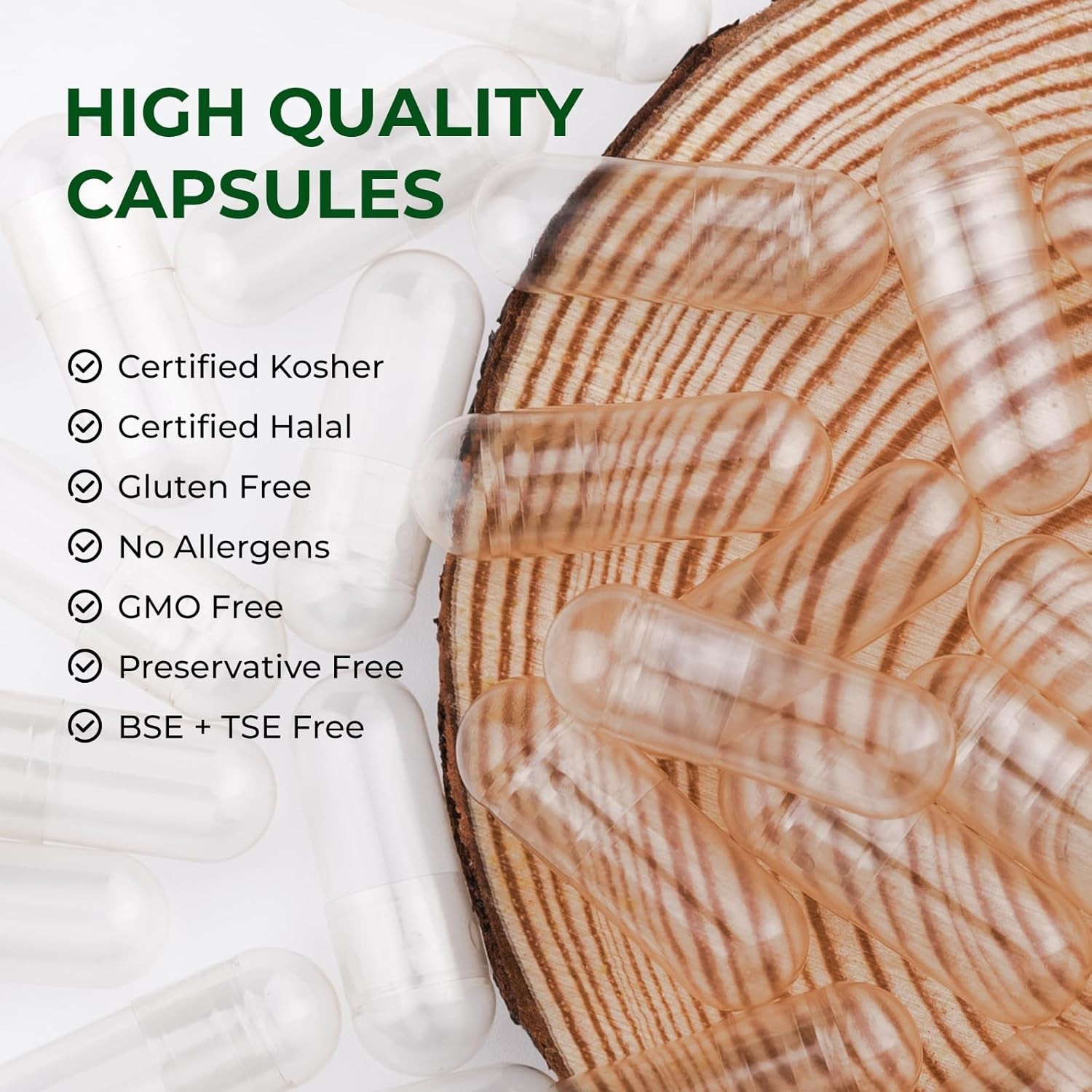 Size 00 Clear Empty Vegan Capsules Vegetarian Veggie Capsules Pills Caps HPMC
