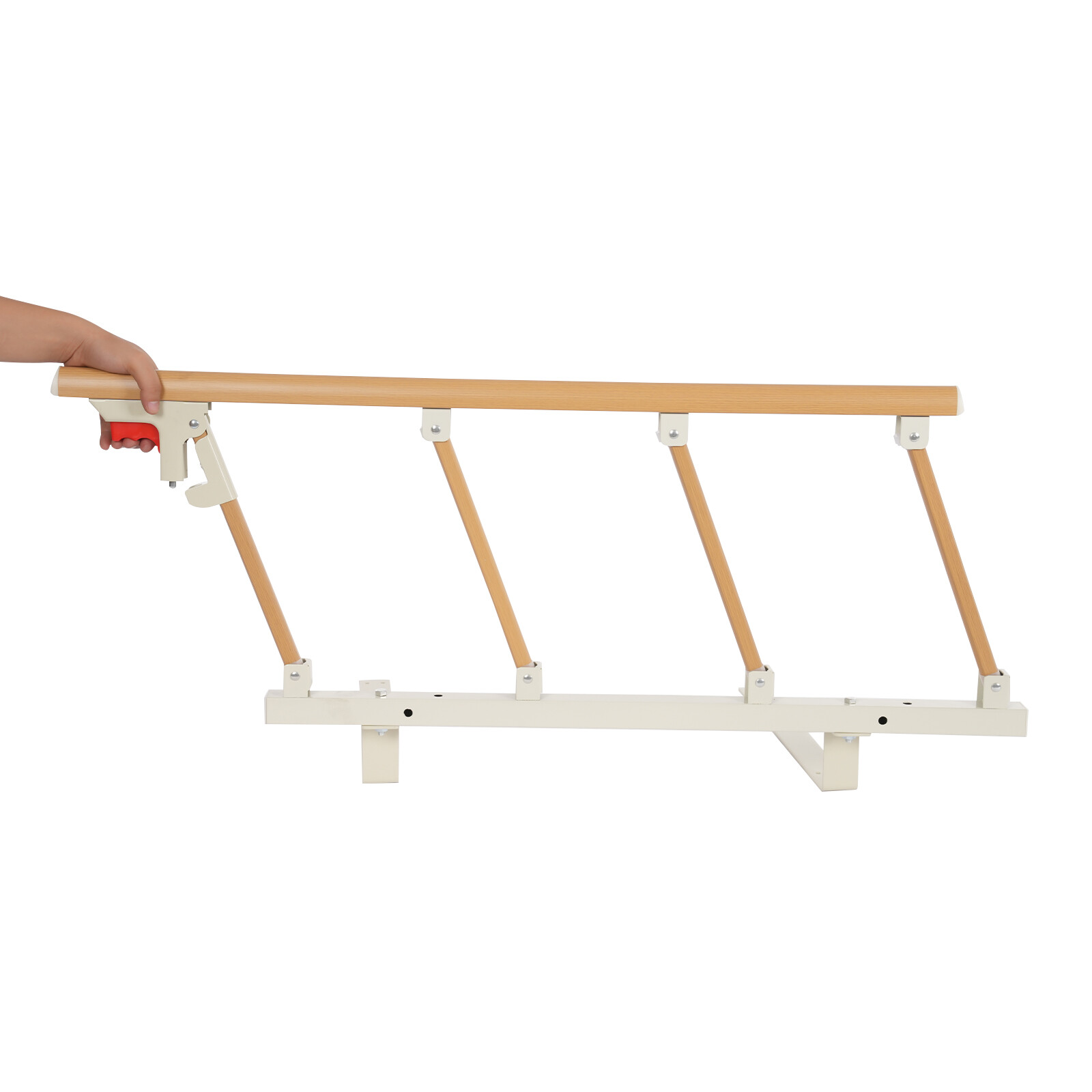 Foldable Bed Rail Aluminum Woodgrain 90 × 40 cm Fits 5-30 cm Mattresses