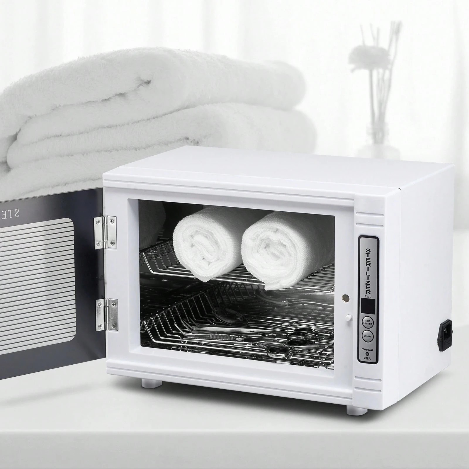 12L UV Nail Tool Cleaner Cabinet Timer Tempered Glass Door Salon Equipment