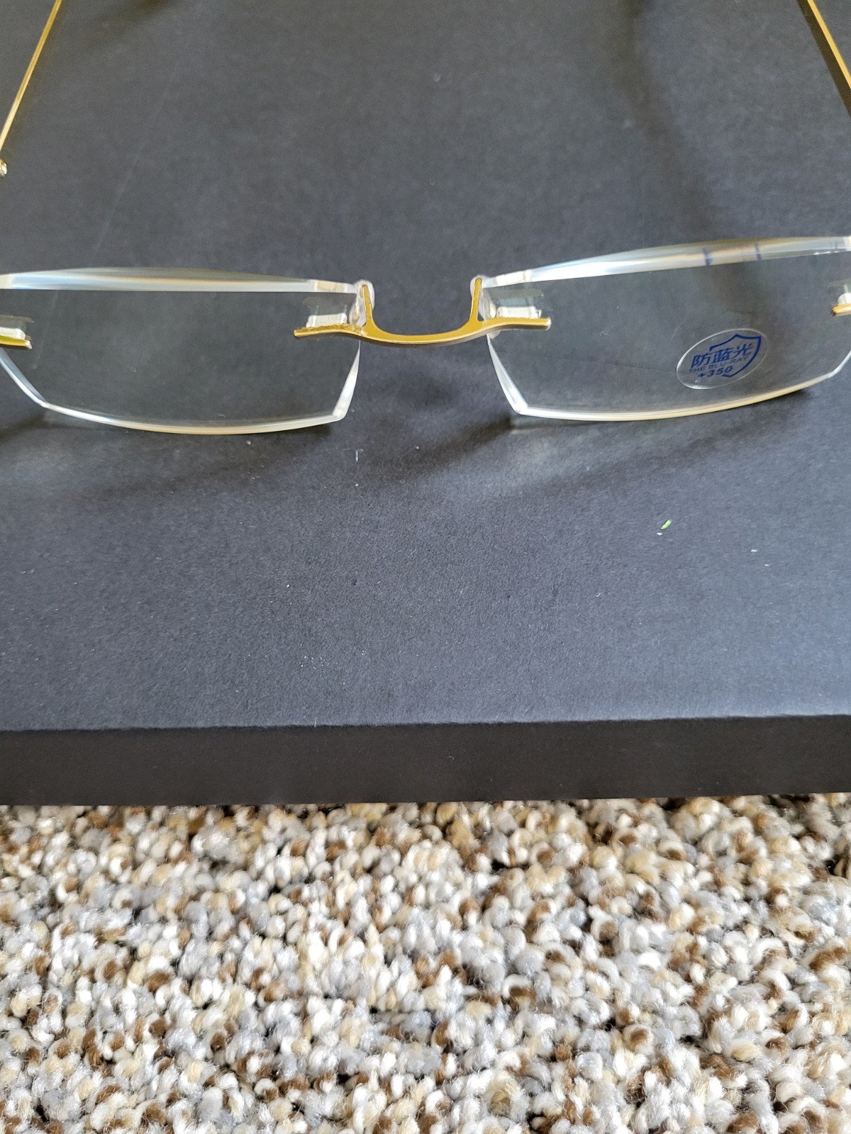 Rimless Rectangular Gold Metal Eyeglass Frames Unisex Adults Solid Pattern