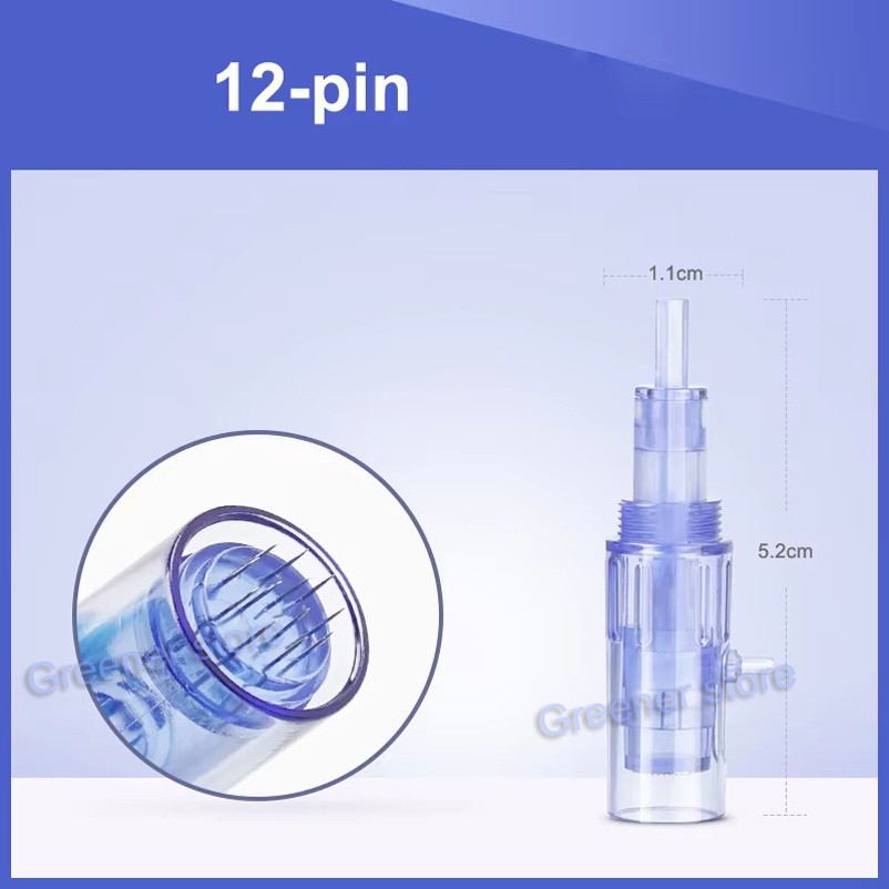 Skin Acne Stretch Remove Pen Mesotherapy Gun with 10Pcs 12Pin Cartridges Tips