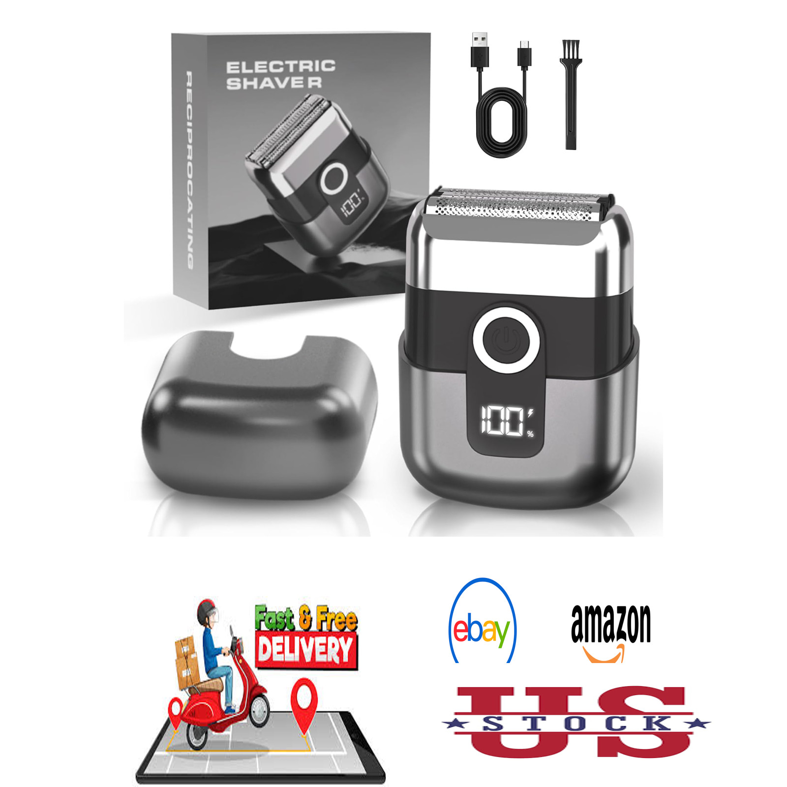 Men’s Foil Shaver, Electric Razor Face Trimmer, 3 Floating Blades, LED Display
