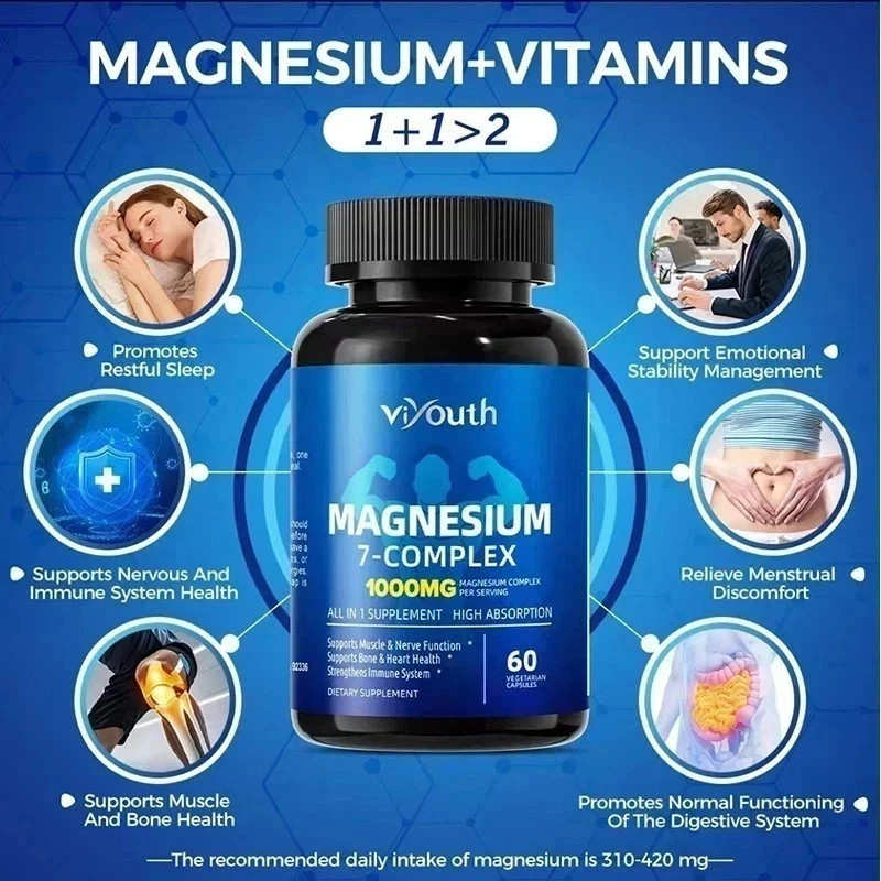 Magnesium 2-Pack 7 Complex 120 Capsules, Advanced Daily Wellness Blend, Plant-Ba