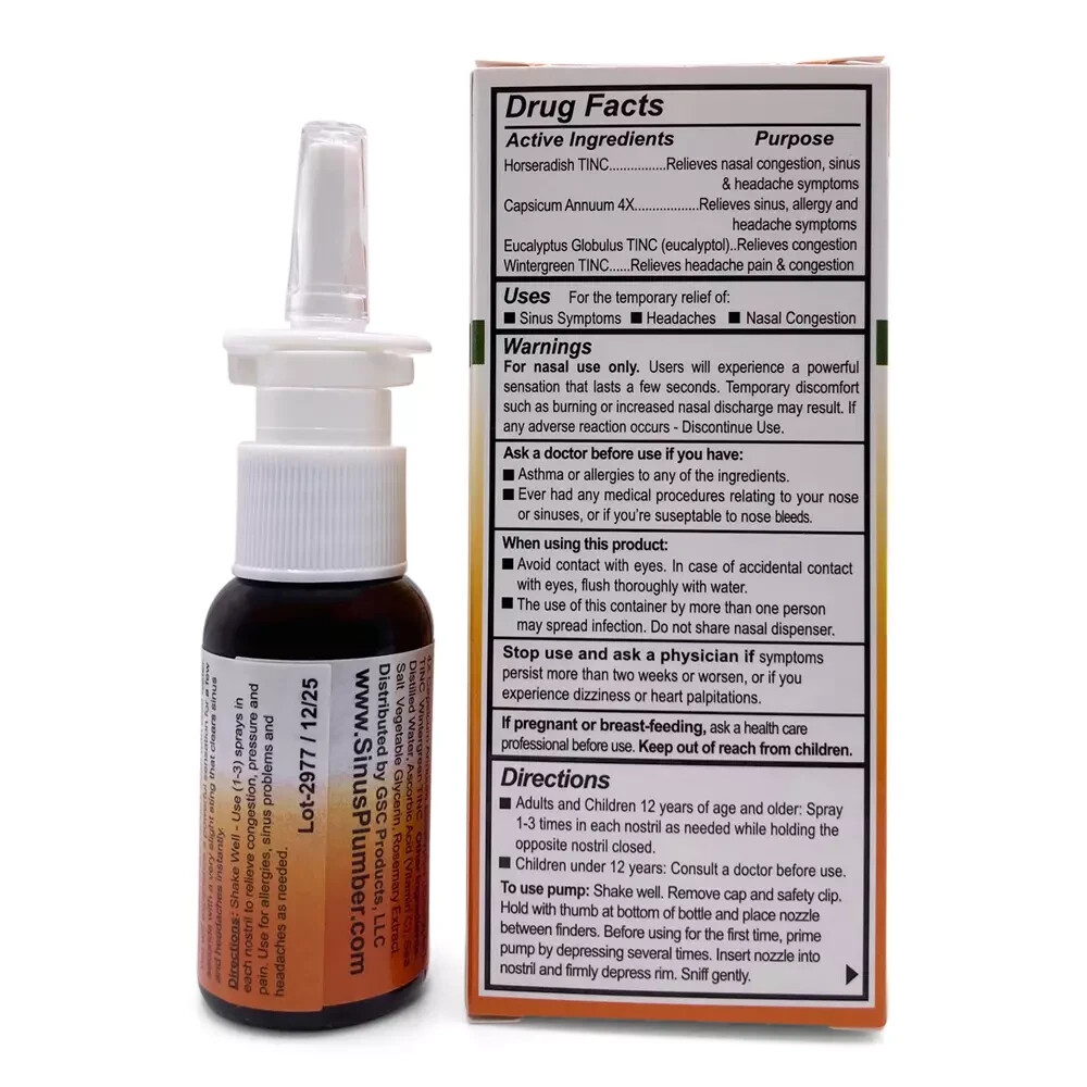 Sinus Plumber Allergy and Headache Pepper Nasal Spray Combo Pack Sinus Buster