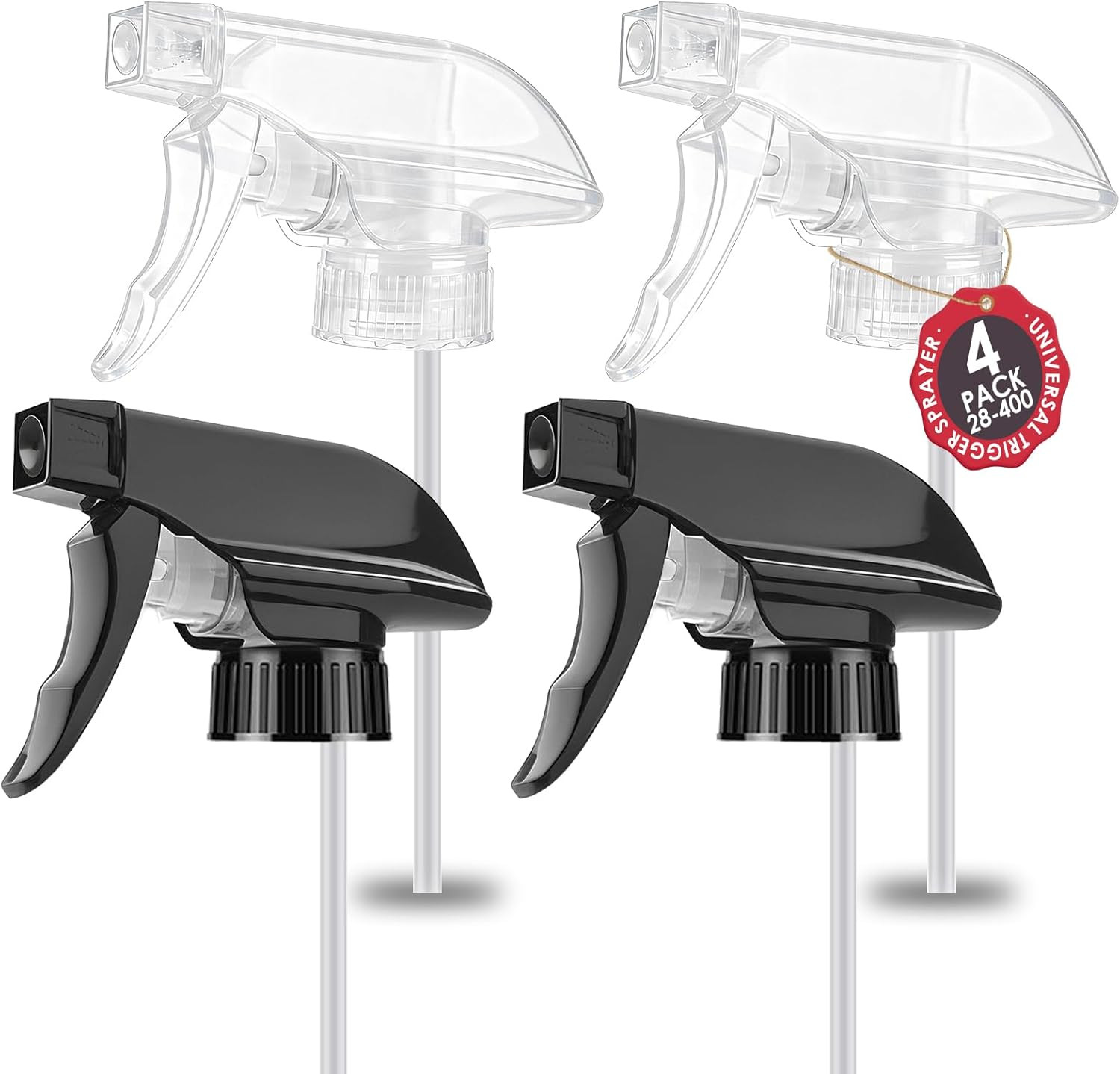 4 Pcs Spray Nozzle for Bottles – Black & Clear Spray Bottle Tops Replacement Tri