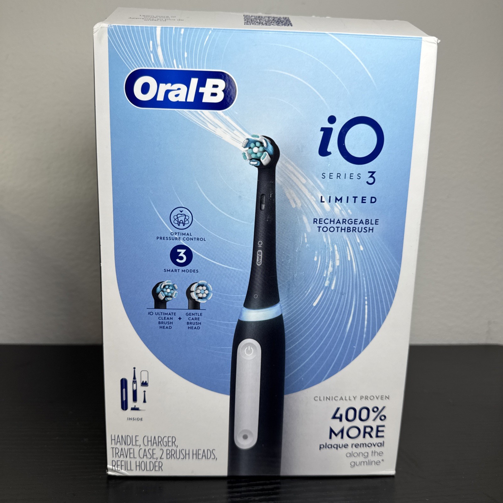 Oral-B iO Series 3 Limited Electric Toothbrush Black w/ 2 Brush Heads Open Box