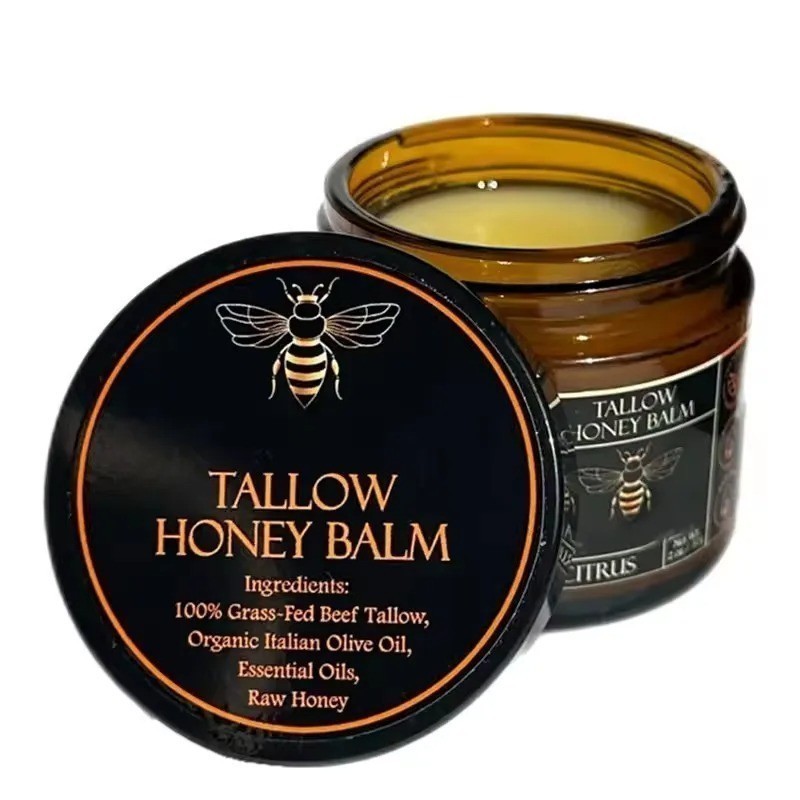 Organic Grass-Fed Beef Tallow Balm with Raw Honey – Citrus Skin Moisturizer NEW