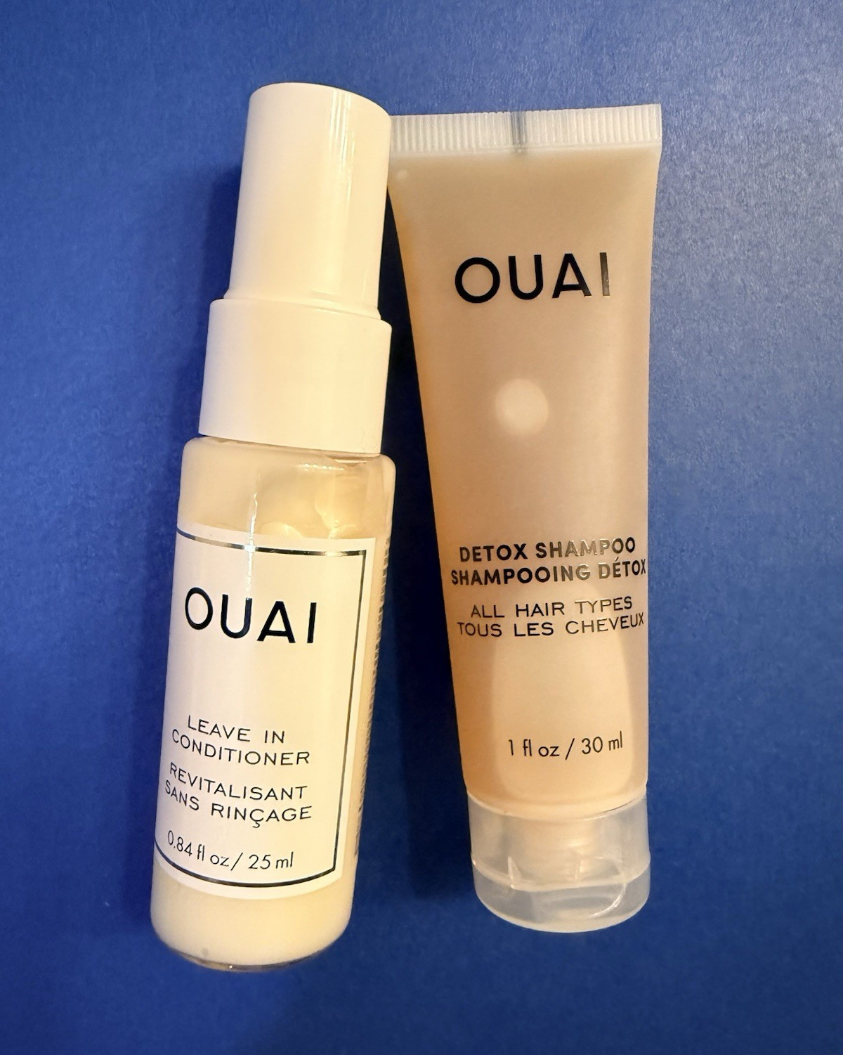 OUAI Travel Set: Leave-In Conditioner 25mL + Detox Shampoo 30ml