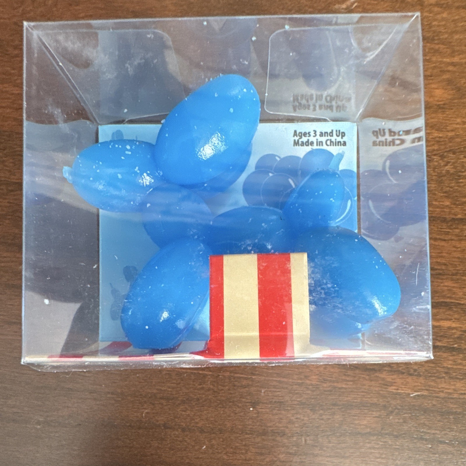 Stretchy Balloon Dog Blue Plastic Squeezable Stress Reliever Fidget Toy 3in