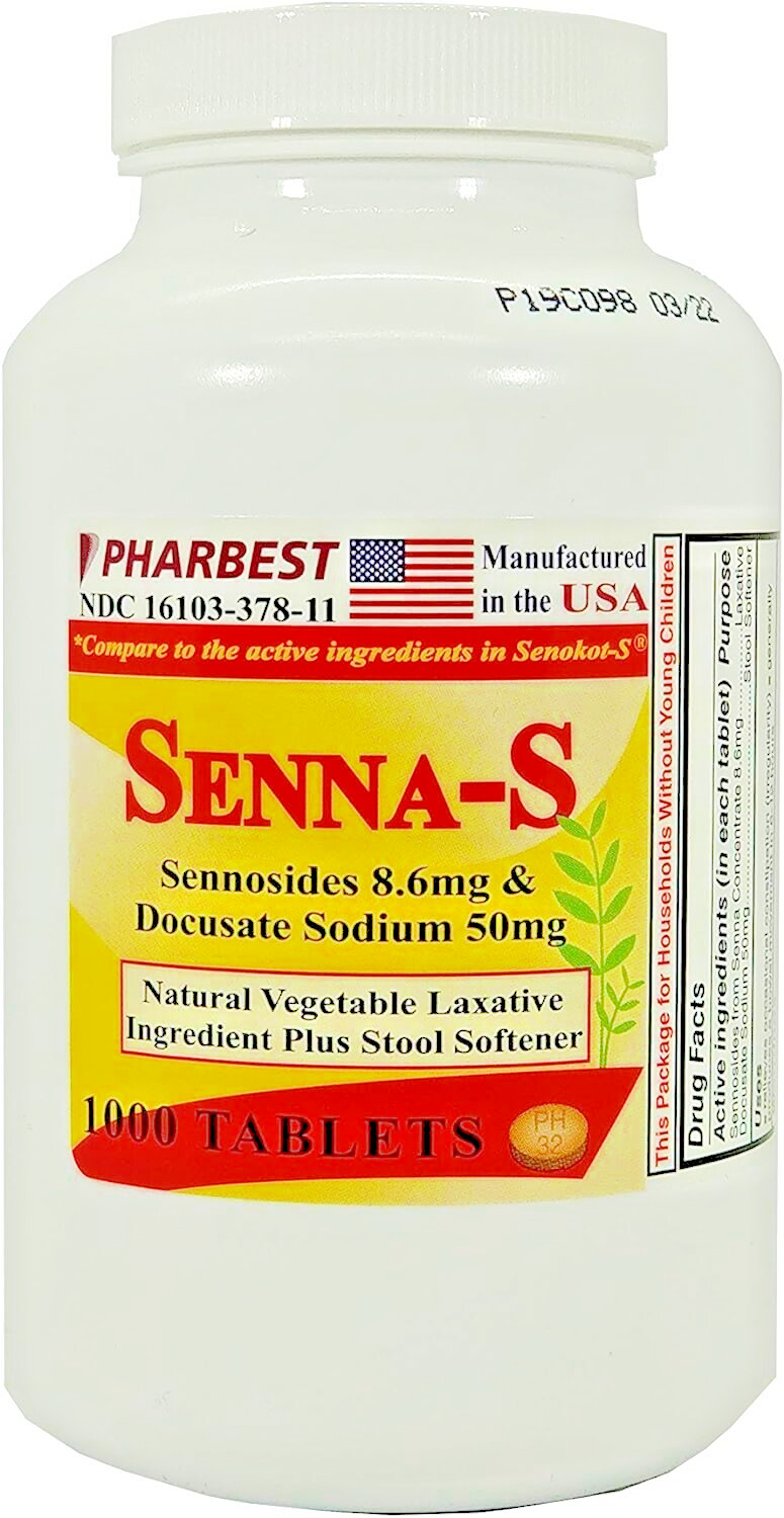 Senna Plus 8.6 Mg & Docusate Sodium 50 mg Generic for Senokot-S 1000 Tablet 2/26