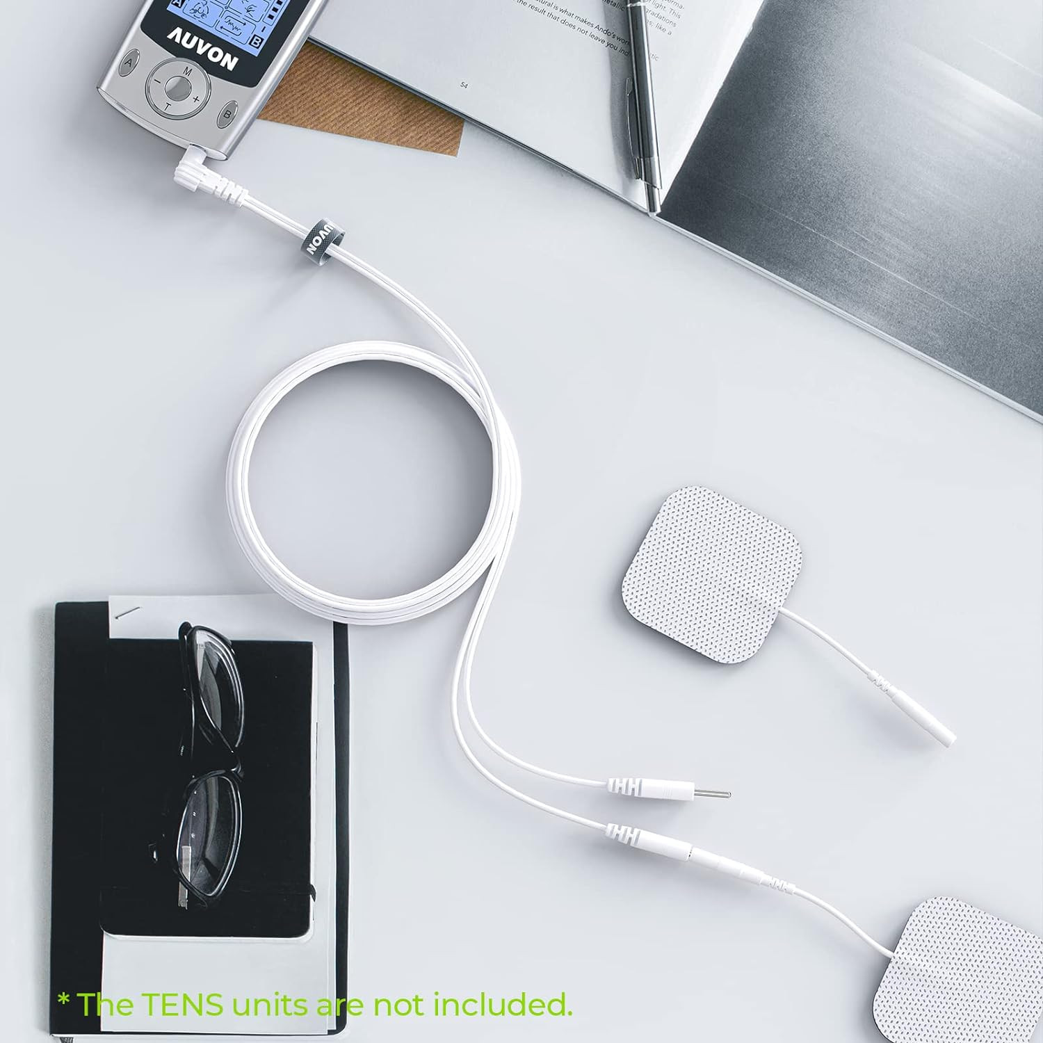 AUVON Durable Lead Wires for TENS EMS Units (2 Packs), Standard Leads with 40,00