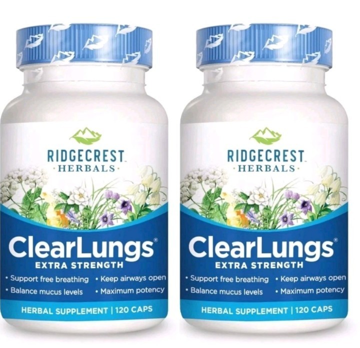 2 X Clear Lungs Extra Strength 120 Cap Ridgecrest Herbals 240 Caps Total