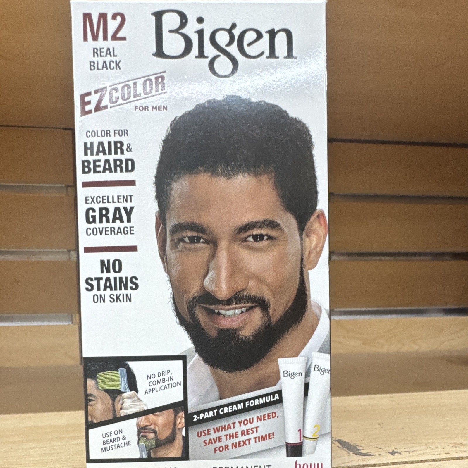 Bigen EZColor Men’s Hair/Beard/Mustache Dye Cream M2 Real Black Gray Cover