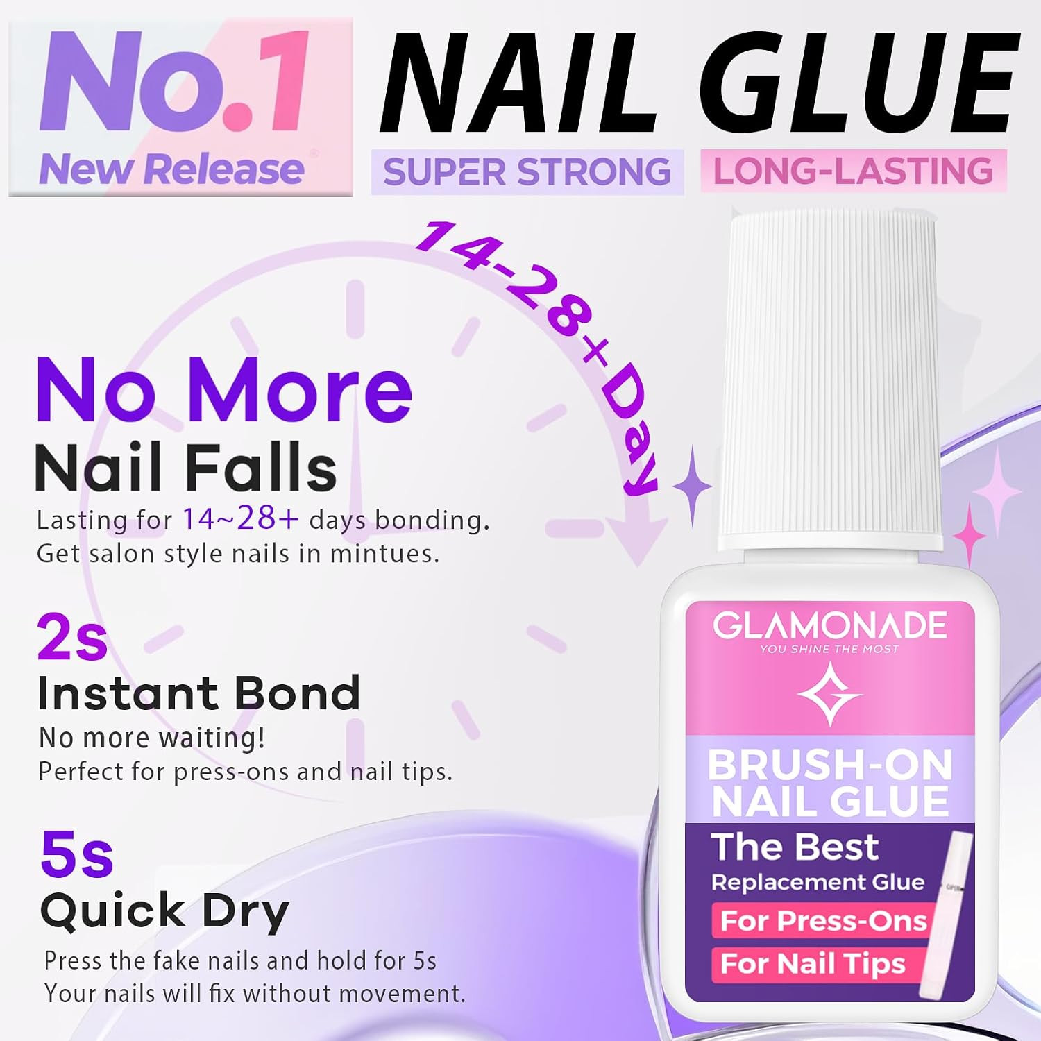 Super Strong Nail Glue: Glue for Press Ons & Acrylic Nails & Fake Nail Tips – 10