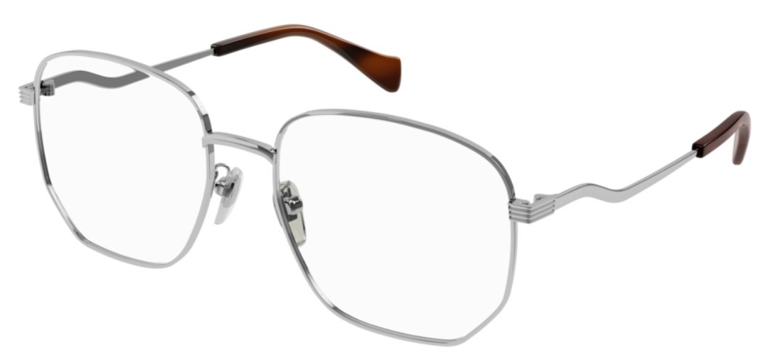 GUCCI GG0973O 002 Rectangular Silver Shiny Demo Lens 56 mm Women’s Eyeglasses