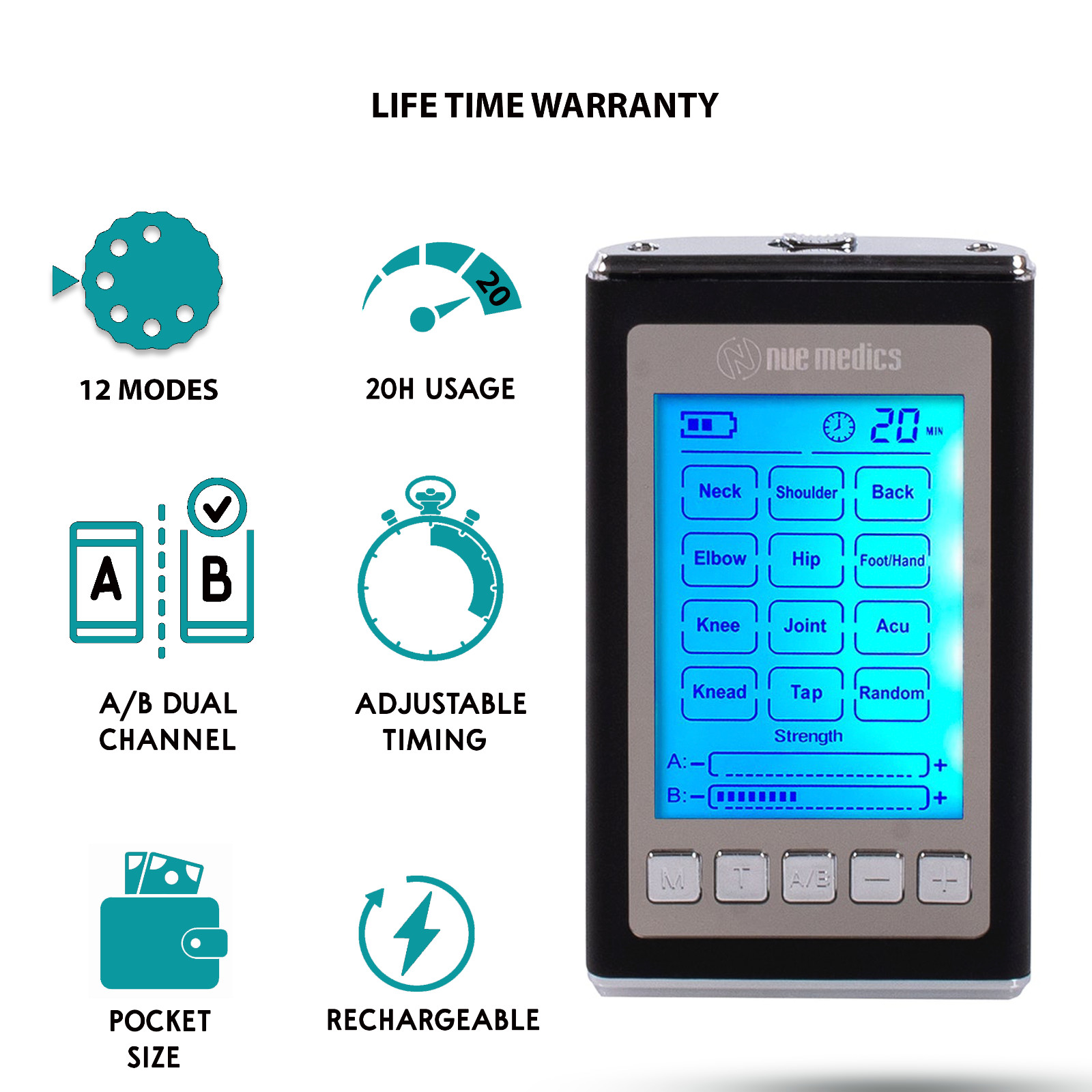 Tens Unit Muscle Stimulator Full Body Electro Therapy Pain Relief Machine