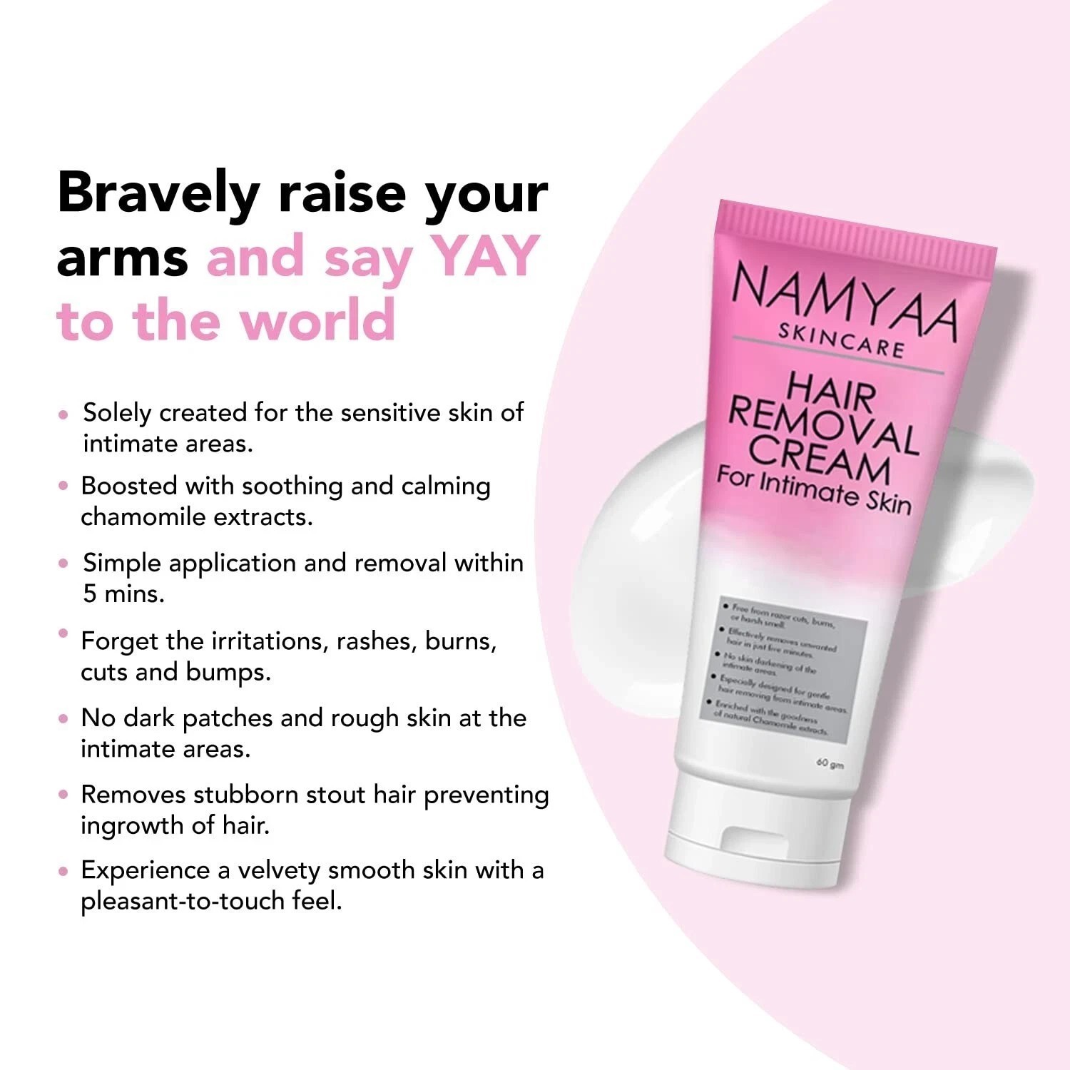 2X Namyaa Hair Removal Cream for Intimate Skin women 60gm/ Vitamin C 30gm