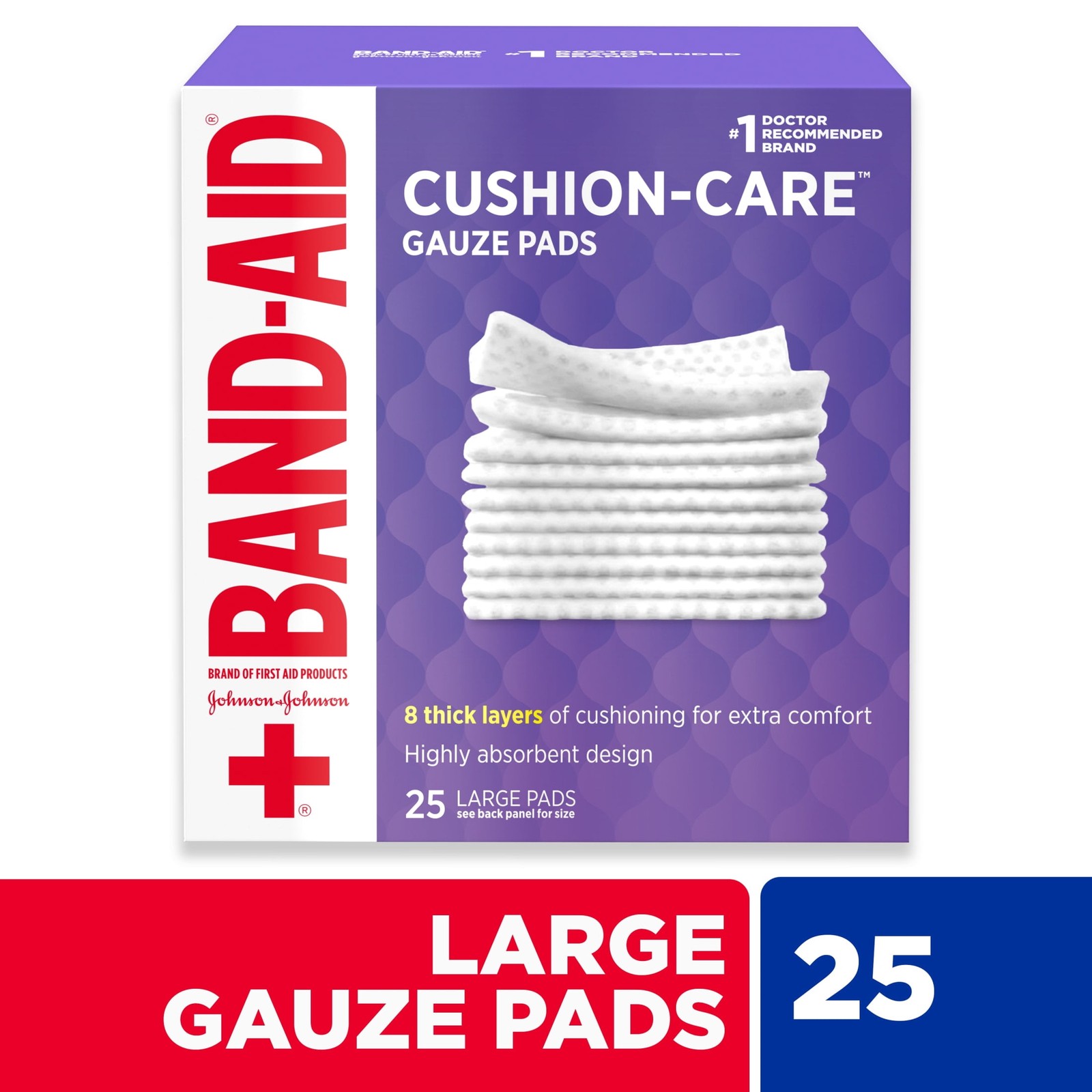 (3 pack) Large Cushion Care Thick Gauze Pads, 4 in x 4 in, 25 Count